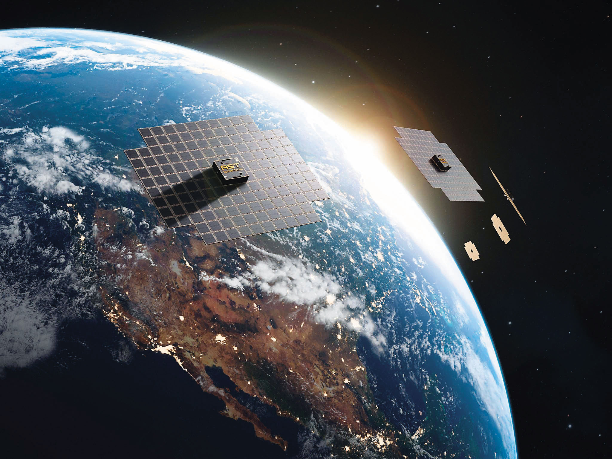 美國新創公司AST採用創新的折疊式衛星設計，單顆衛星的覆蓋範圍可媲美200顆星鏈低軌衛星。（翻攝AST SpceMobile臉書）