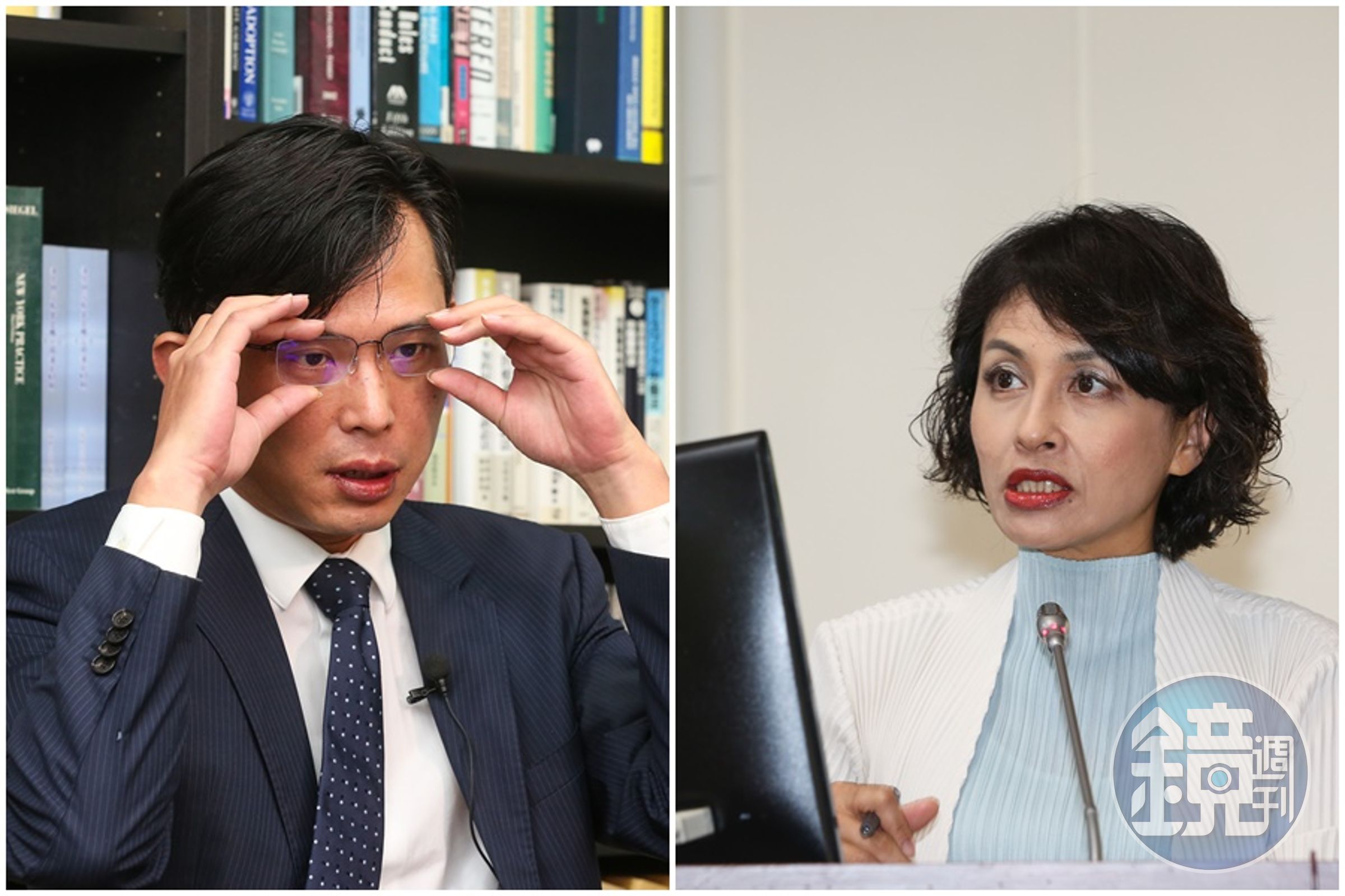 民眾黨被民進黨吳思瑤批不尊重司法，黃國昌（左）則反嗆邱議瑩（右）曾踹法務部長的門。（本刊資料照）