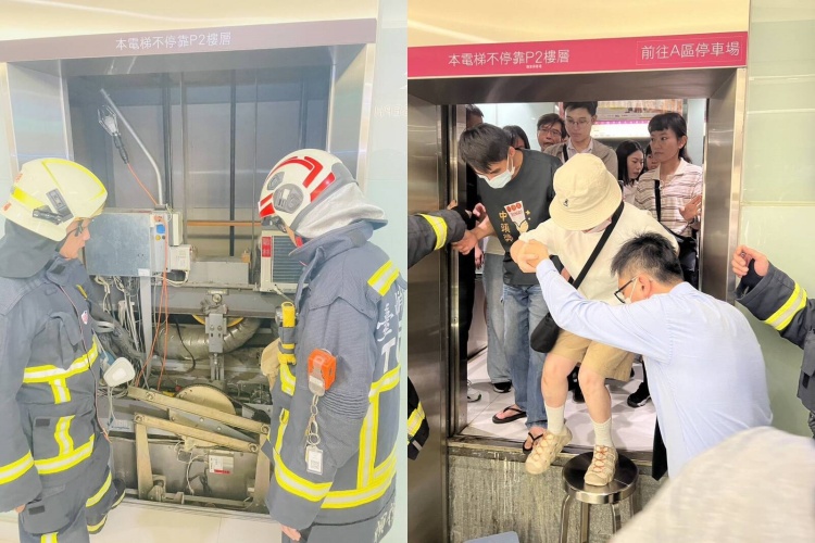 連2天出事！台中大遠百電梯前一天才剛卡20人，且當時並未通報警消，惹怒消費者。（翻攝畫面）