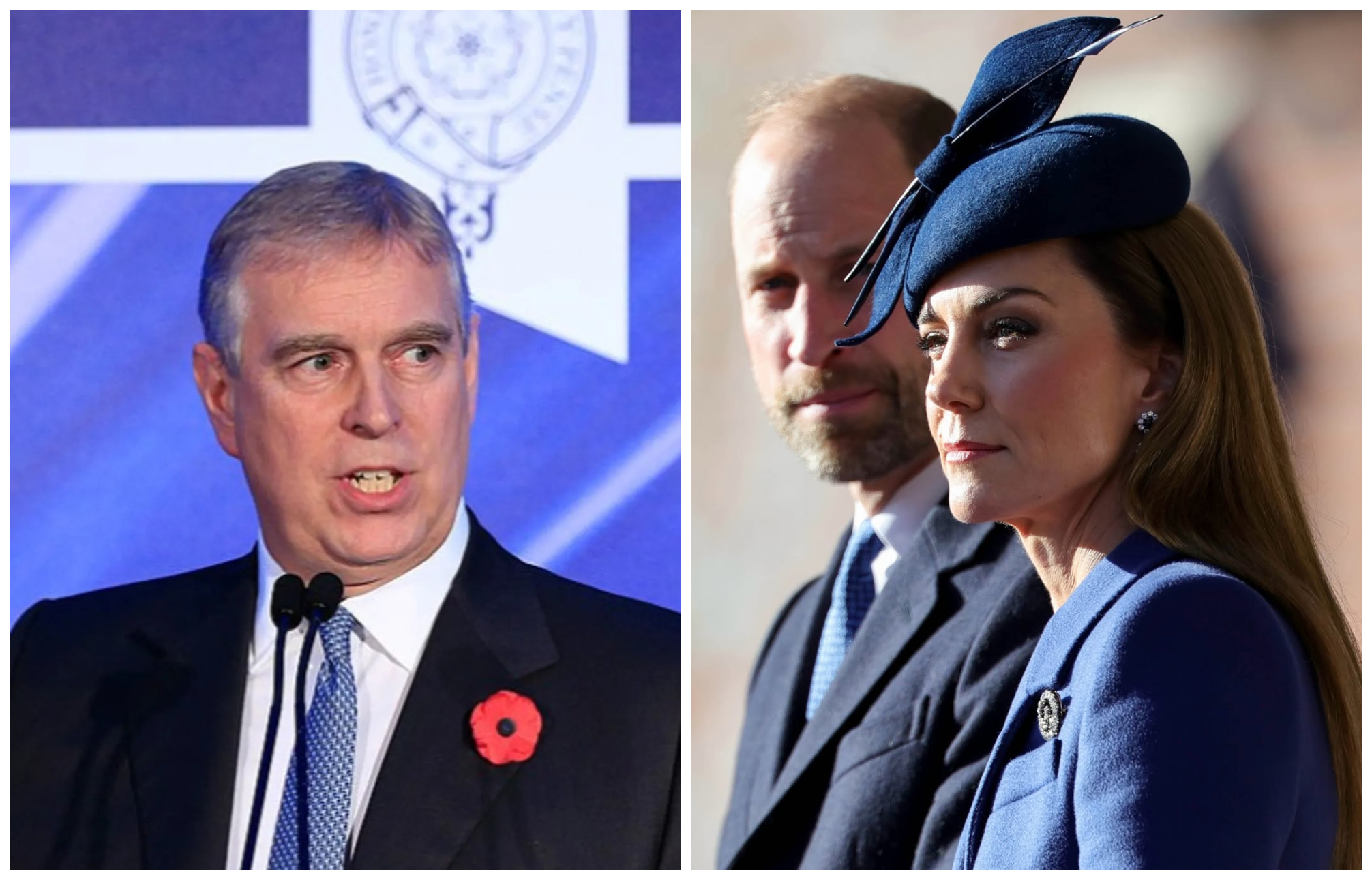 安德魯前王子（左圖）因捲入淫魔案，再度成為輿論焦點，威廉王子、凱特王妃（右圖）對此罕見表態。（翻攝The Royal Family／princeandprincessofwales IG）