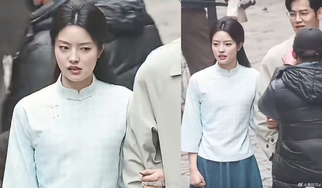 大陸女星徐若晗因天冷難抵生理反應,狀態沒調整好,表情被解讀為對工作人員臭臉,挨罵不敬業。(微博圖片)