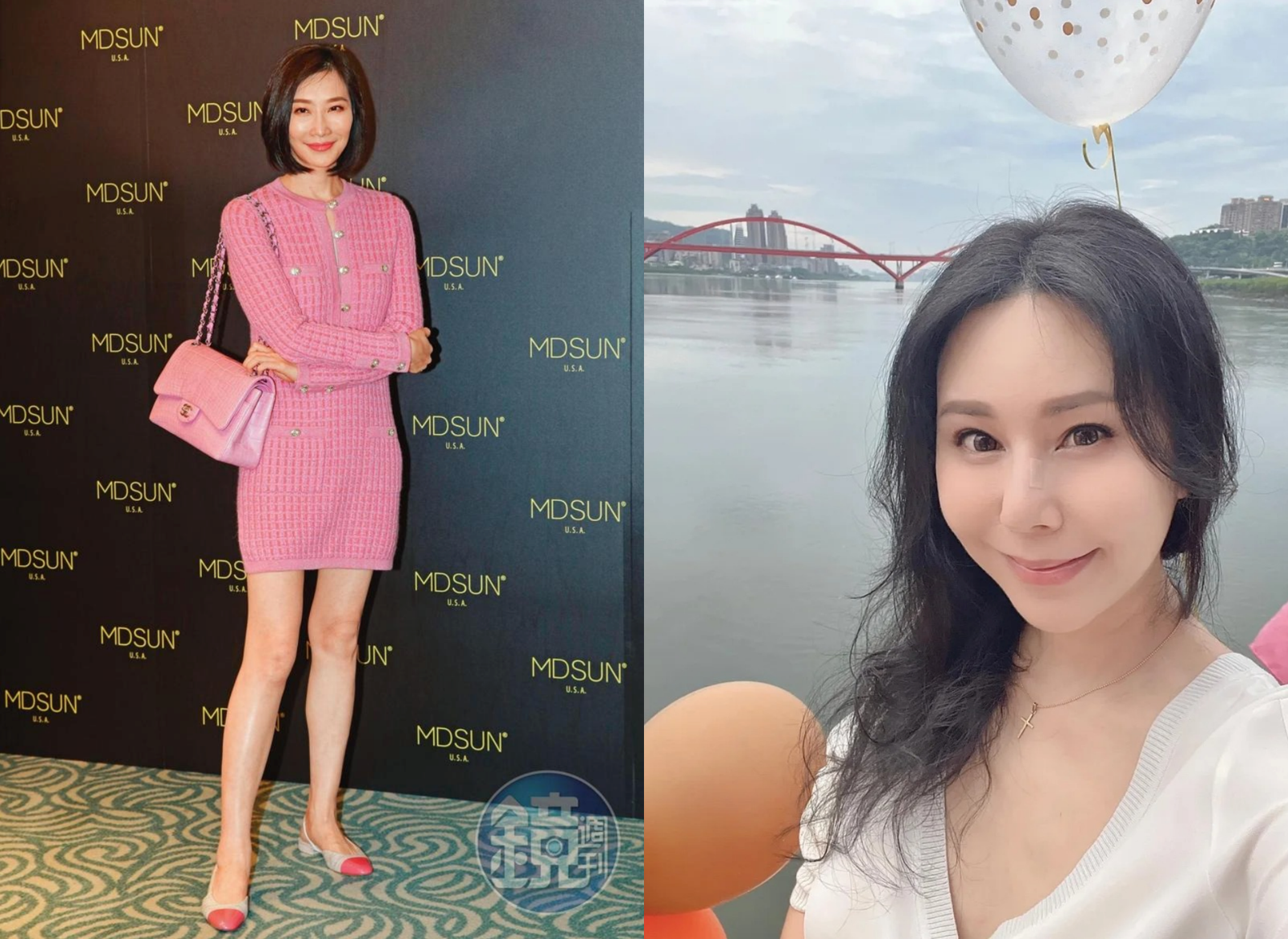 洪曉蕾(右)曾遭名媛錢德月(左)介入婚姻。(合成圖,翻攝自洪曉蕾臉書、資料照)