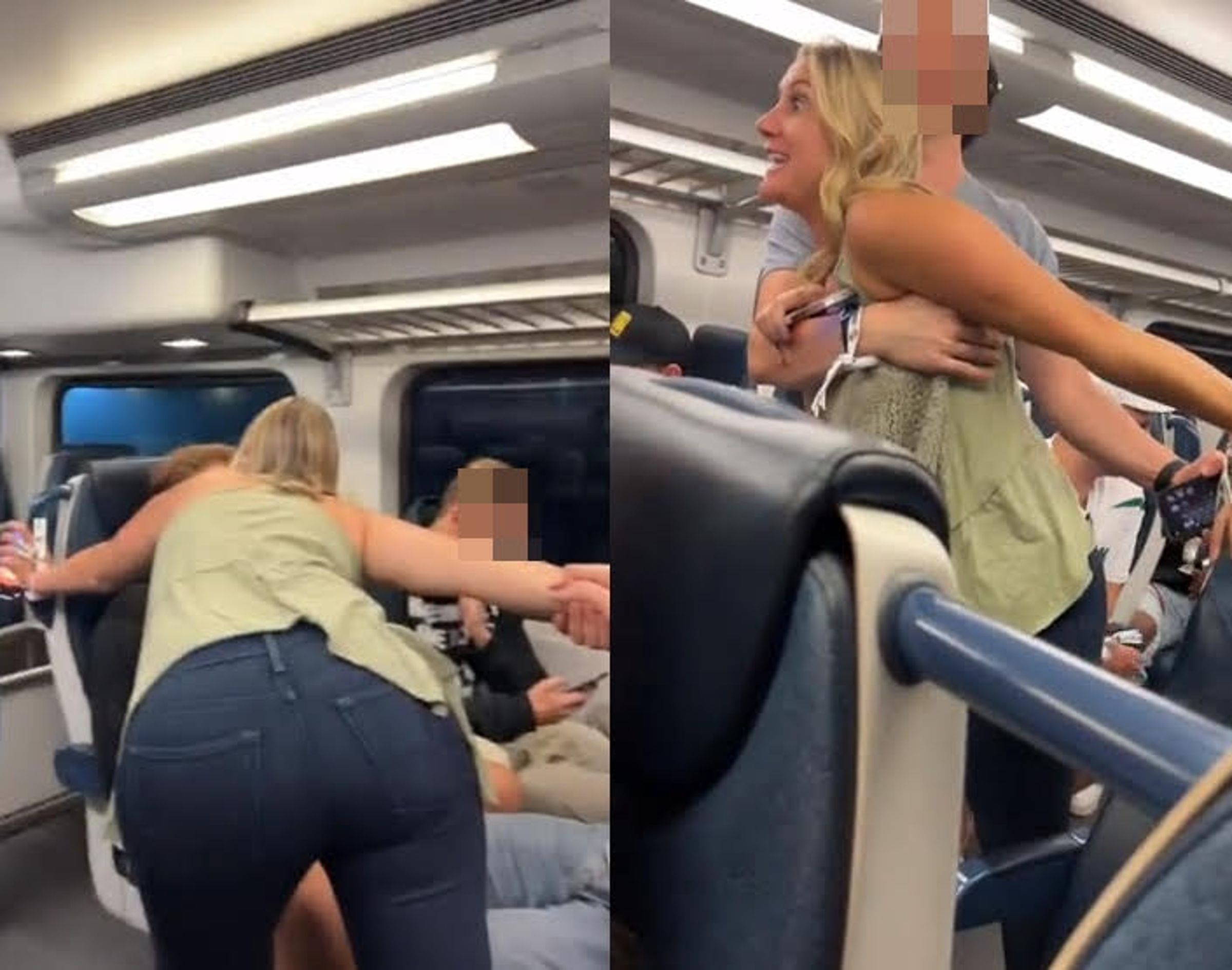 一名美國女乘客向車上的德國乘客大吼,要他滾出他們的國家。(翻攝Reddit)