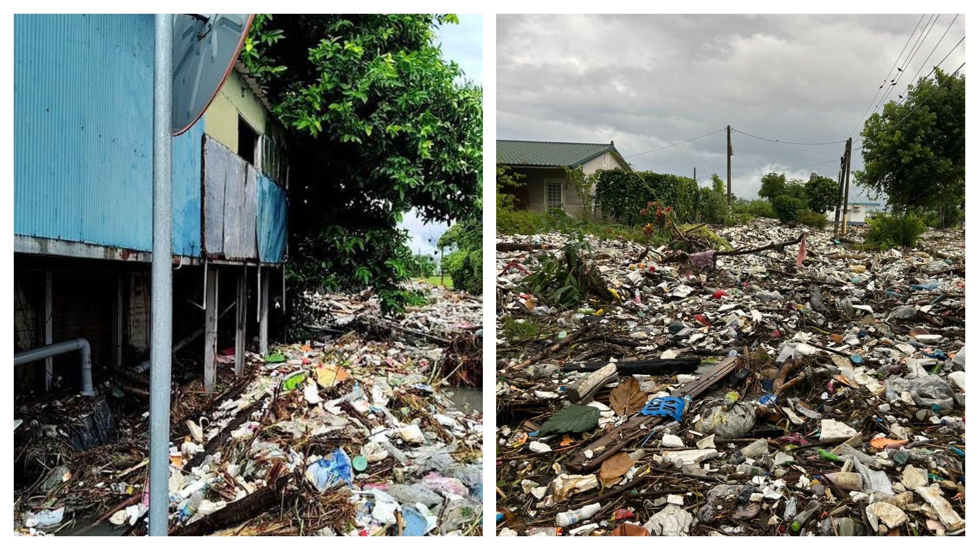 有網友發文抱怨「我也是光復人，全光復的垃圾都沖到阿姨家，擋住出入口」，希望有人能夠支援清運。（翻攝自臉書@花蓮同鄉會）