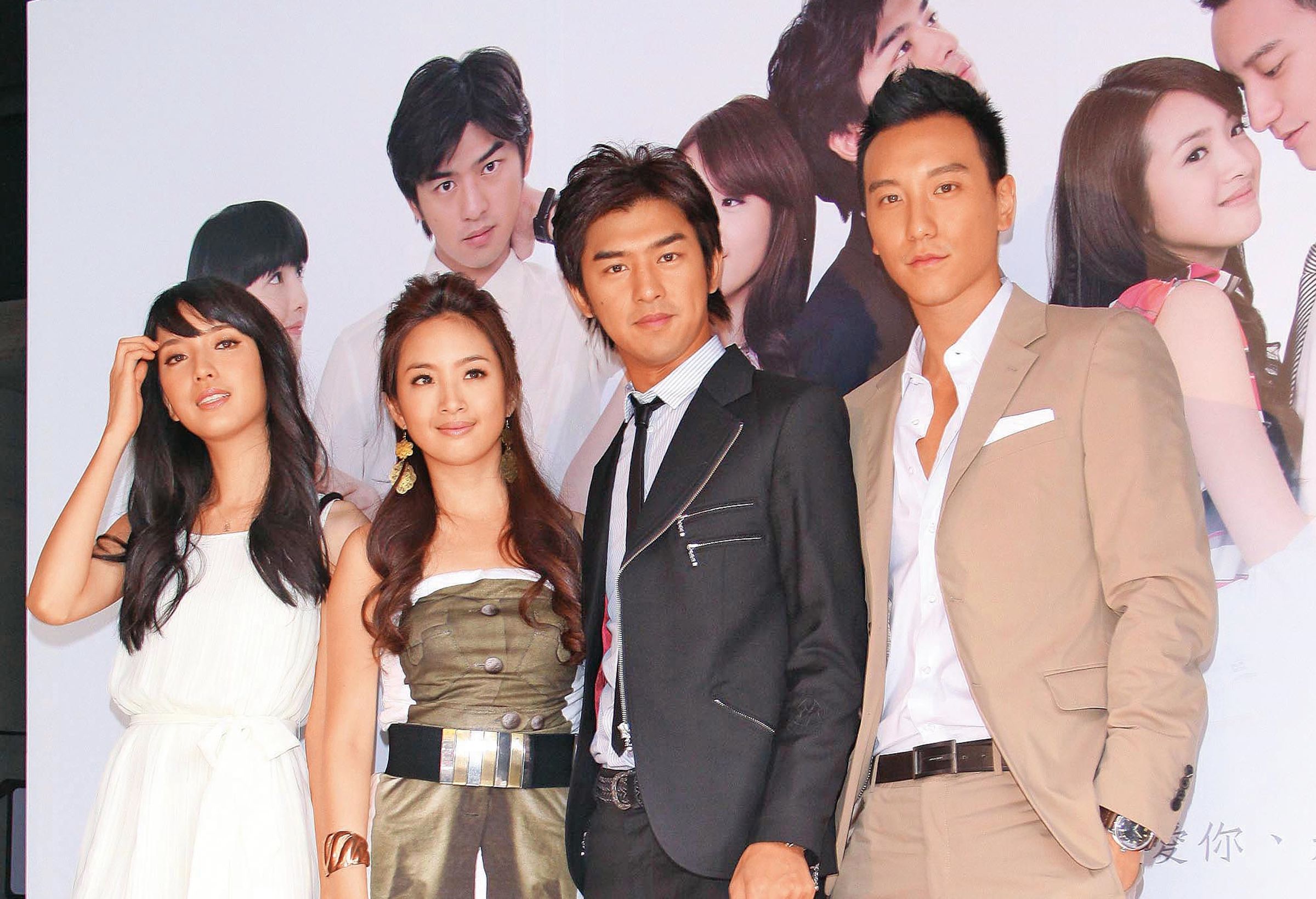 陳匡怡（左一）演《我可能不會愛你》後，知名度瞬間抬升。右起王陽明、陳柏霖、林依晨。（東方IC）