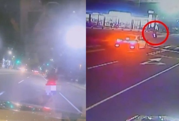 24歲女騎士日前在路口連闖2個紅燈且蛇行及逆向，被警方攔查，然而她不願配合還加速逃逸，警方一路緊追在後，未料最後女騎士卻不幸自撞身亡。（翻攝畫面）