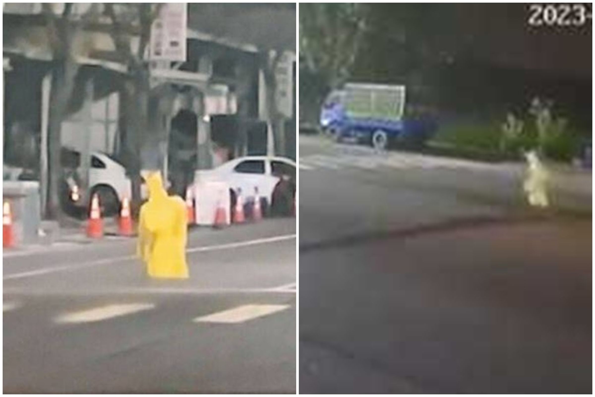 彰化溪州6日驚見「雨衣阿飄」飄來飄去,事後警方破案為人所為,並非靈異事件。(翻攝自社會事新聞影音、yuuyo0o TikTok)
