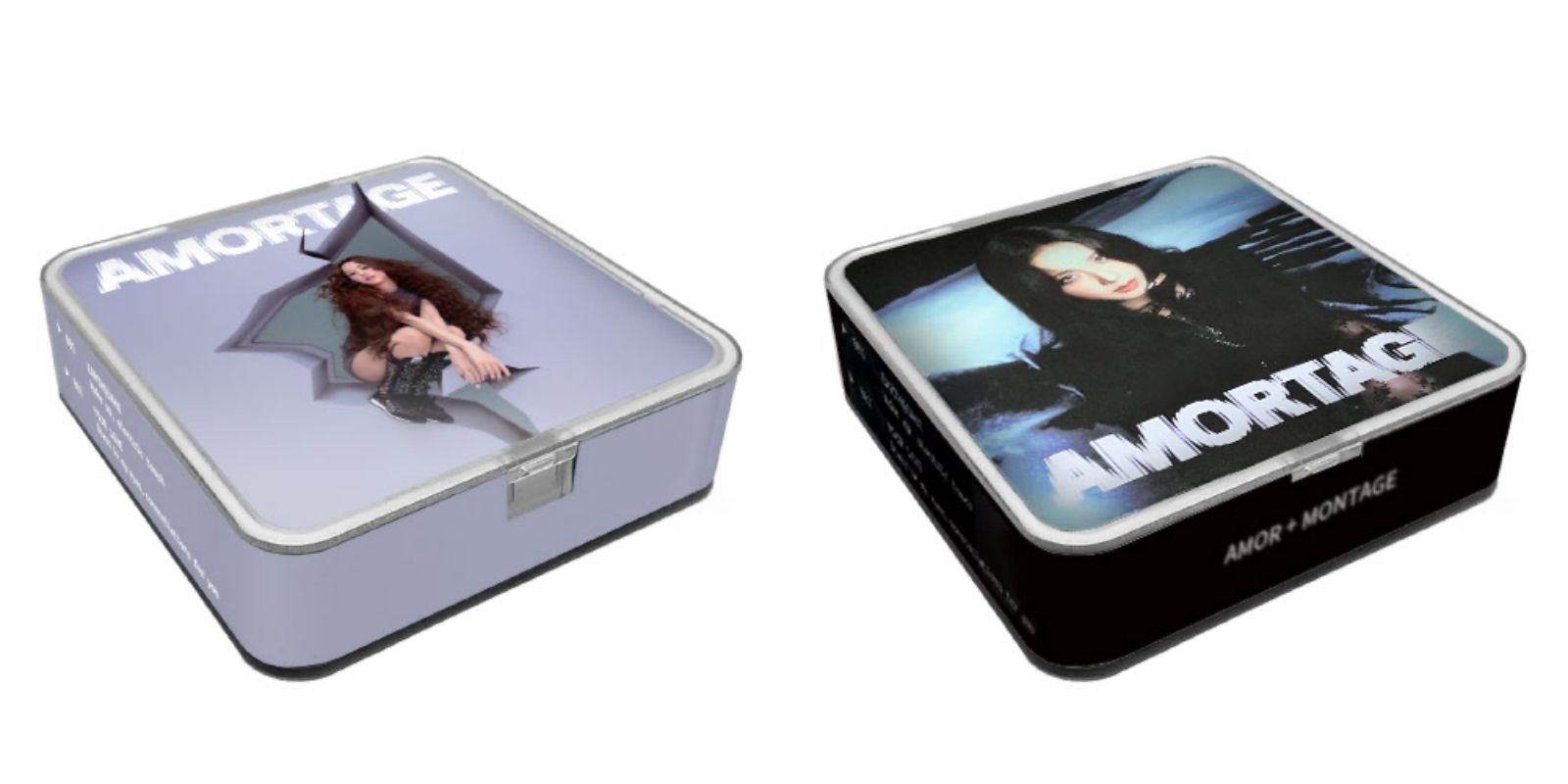 JISOO「快閃限定款」AMORTAGE專輯APP BLACK Ver.,與APP PURPLE Ver.(寬魚國際提供)