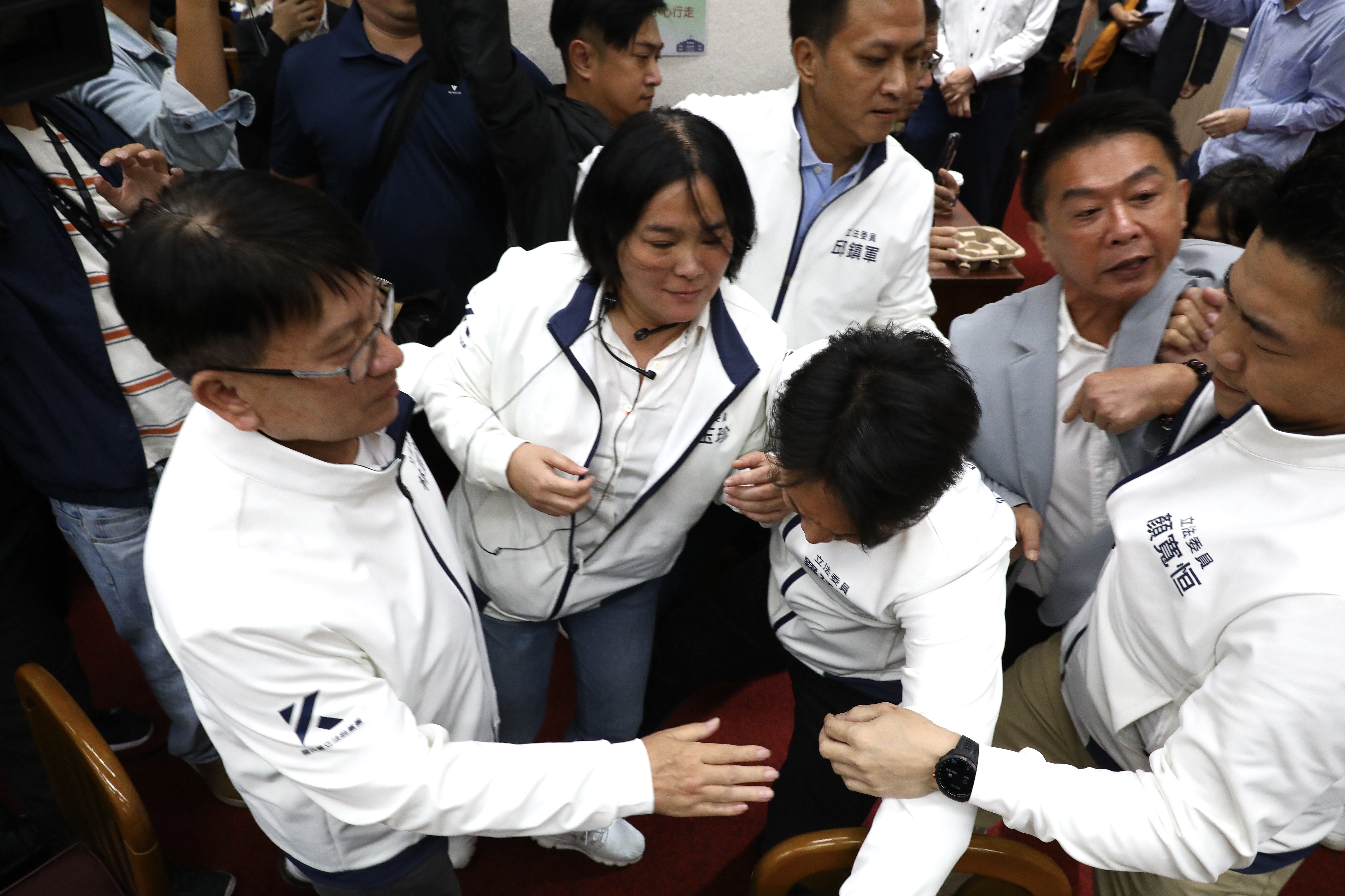 陳玉珍火速將《財劃法》出委後，混亂中在國民黨立委的保護下離開。