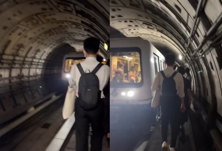 文湖線今早列車故障，198名乘客一度受困隧道，只能摸黑步行疏散。（Threads網友yugorich_授權提供）