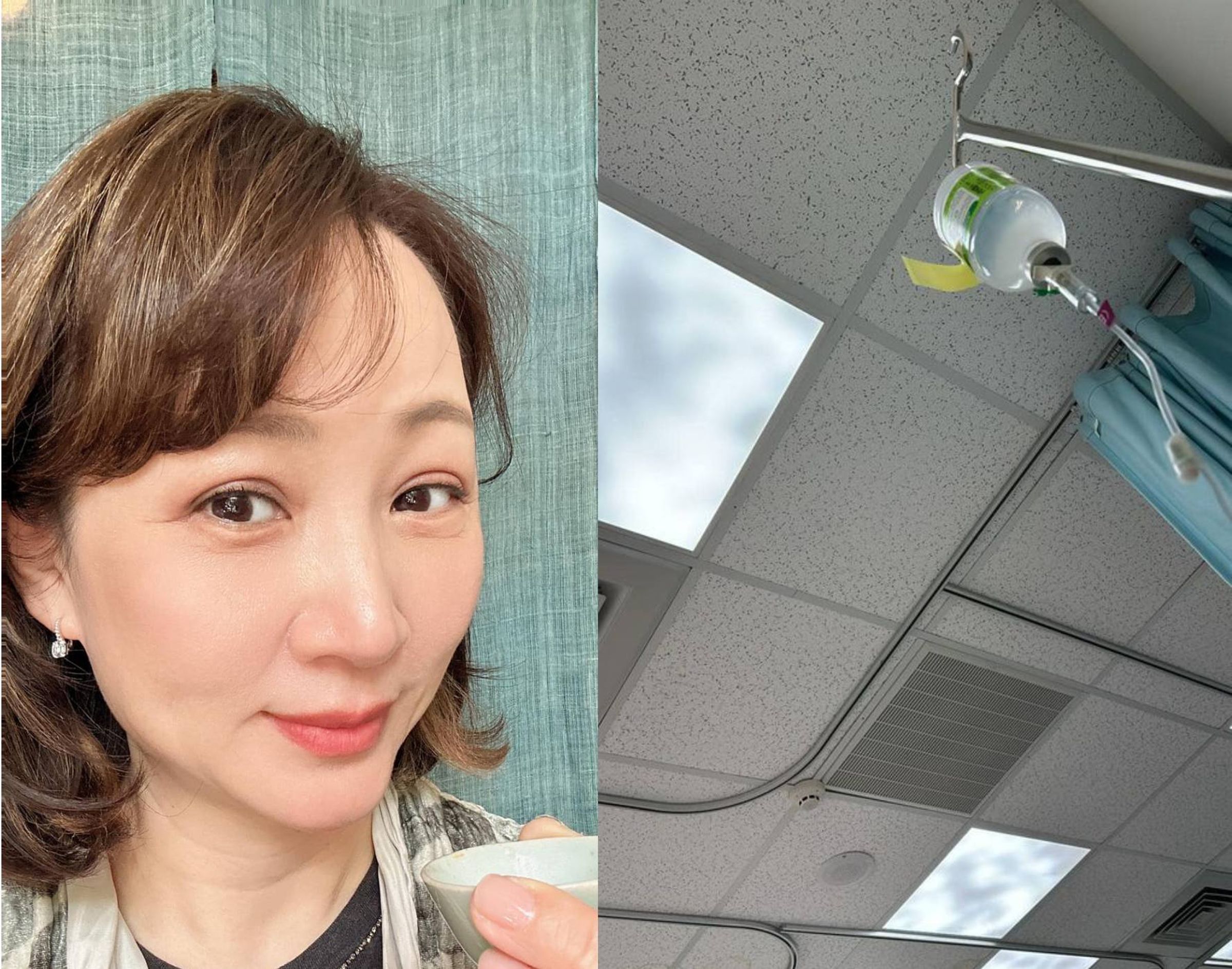 郁方吃完生食狂拉、冒冷汗,掛急診打點滴。(翻攝好門媳婦的秘密生活郁小方臉書)