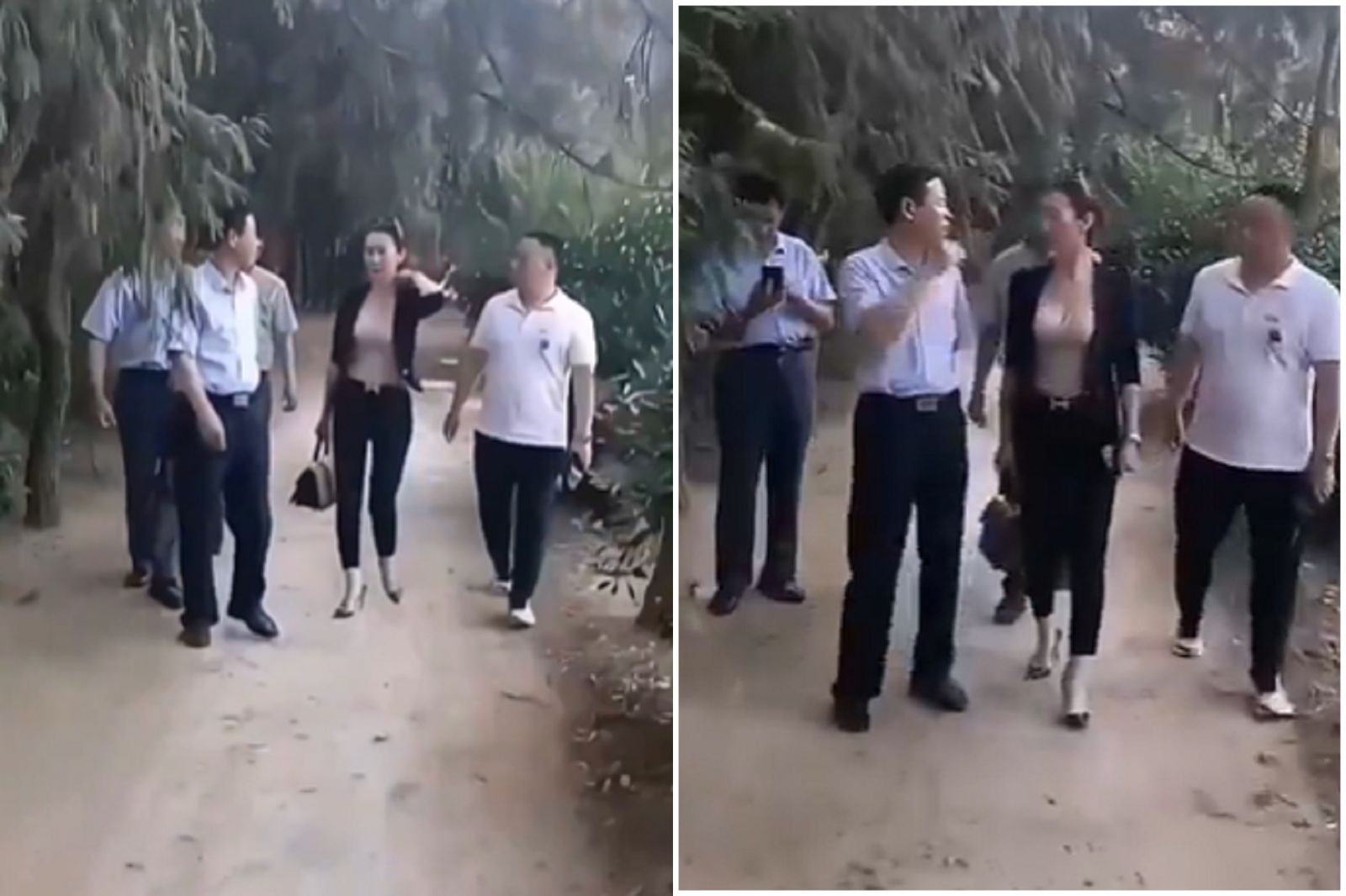 中國女領導出巡視察，影片引熱議！網驚「畫面有容乃大」。（翻攝X @DXDWX999）