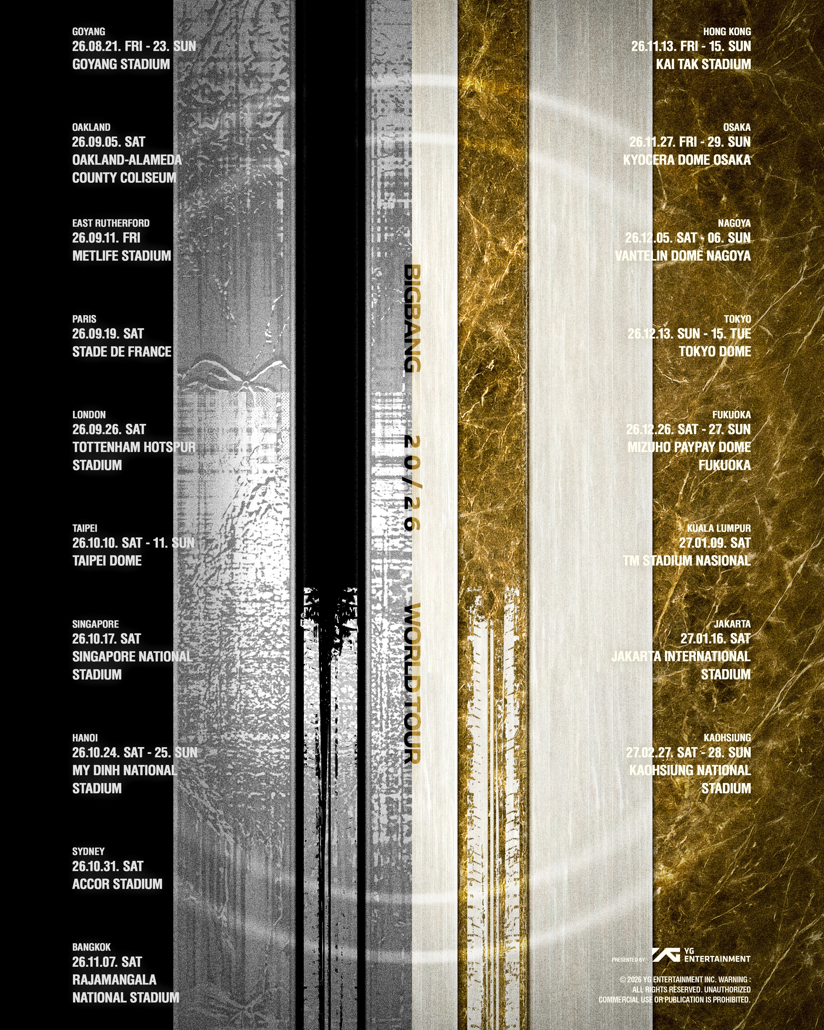 BIGBANG 社群一口氣公布18個城市巡演。(翻攝BIGBANG IG)