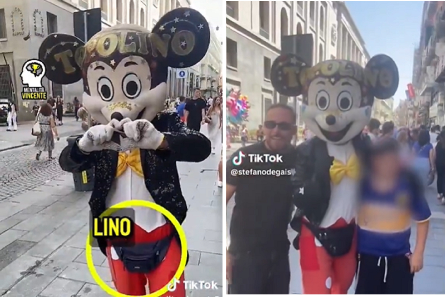 遊義大利注意！「恐怖米奇」出沒，觀光客不給錢就亮刀威脅。（翻自X平台）