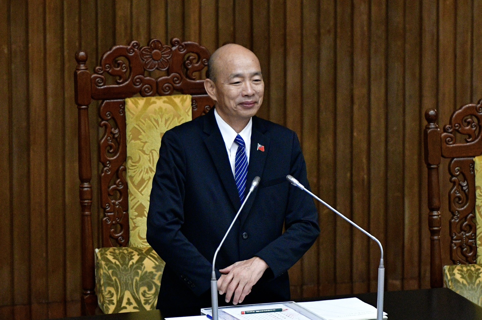 據悉,今日朝野協商氣氛不錯,傅崐萁還稱韓國瑜「盡忠報韓」「韓總統」。(鏡報李智為)