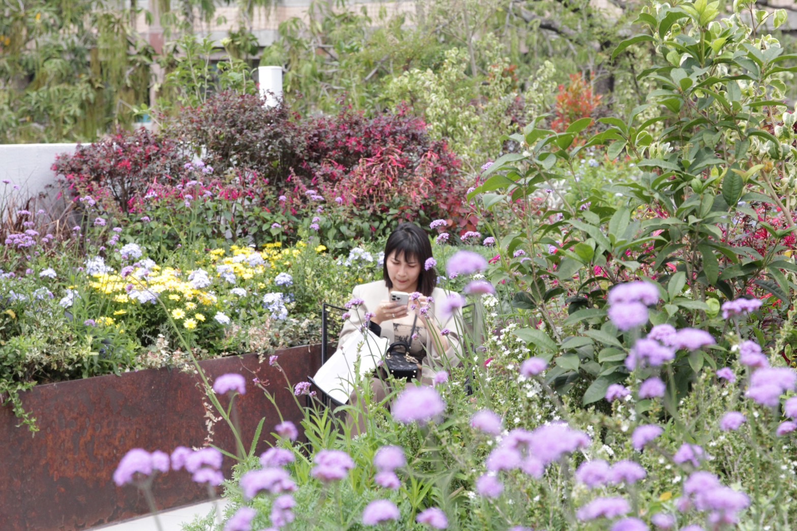 隱藏在3樓的空中花園，花草盛開蔓延出春天氣息。