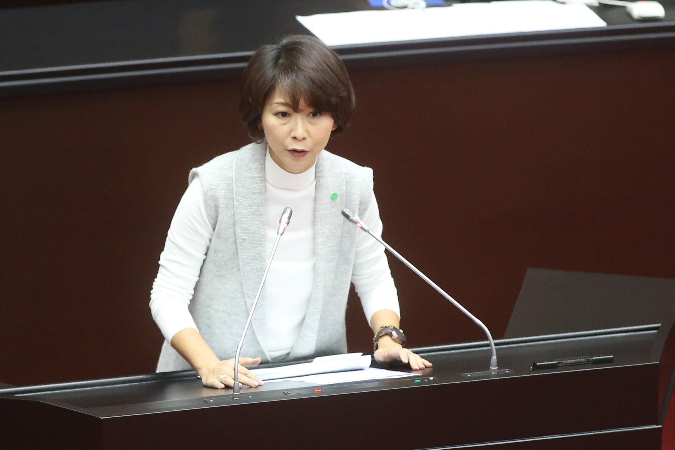 陳亭妃事後對外宣稱，當天是韓國瑜聲稱要接待外賓，因此才會推延質詢時間，但議事處報告未包含任何接待外賓事宜。（本刊資料照）