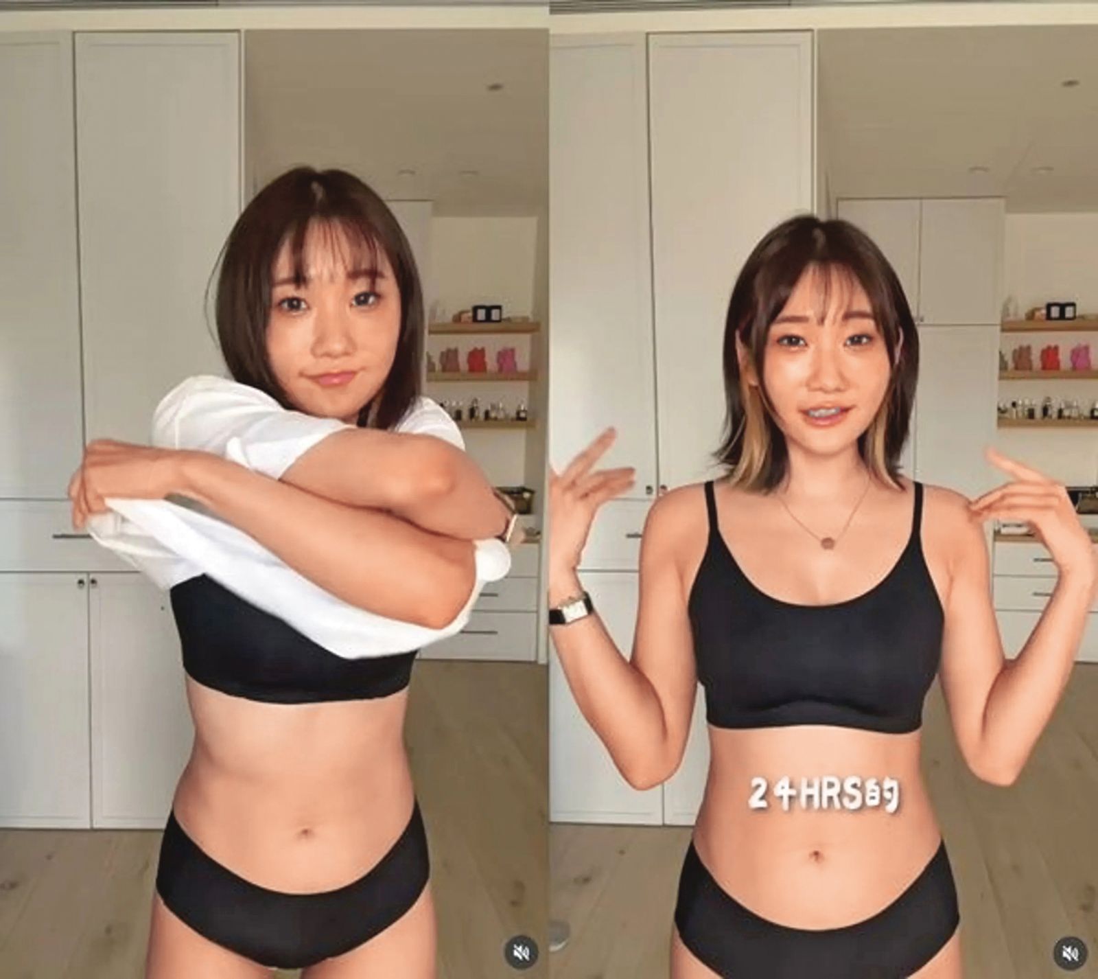 愛莉莎莎因內衣業配，胸圍忽大忽小被懷疑假奶，她也拍片澄清。（翻攝自愛莉莎莎IG）