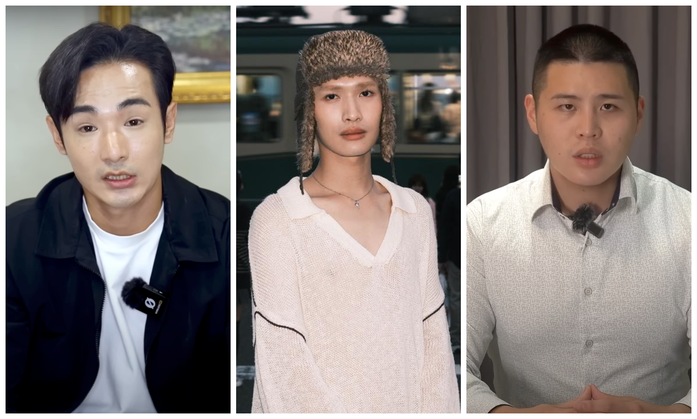 閩南狼（右）爆八炯（左）當時惡意剪輯統戰影片，害鍾明軒（中）被貼上「中共同路人」標籤。（翻攝閩南狼YT、八炯YT、鍾明軒臉書）