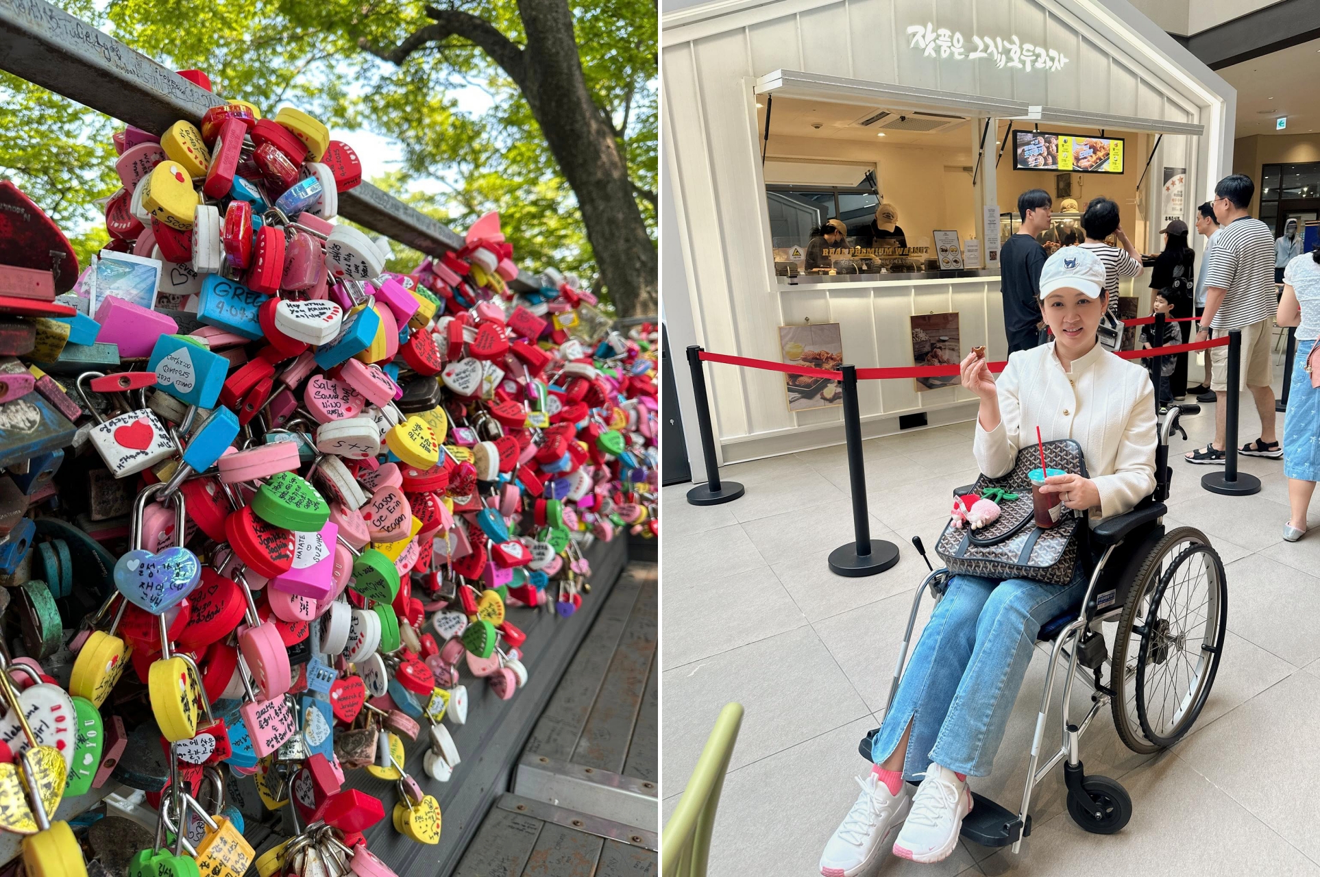 郁方坐輪椅遊韓國，意外獲得難忘的爆笑回憶。（翻攝臉書）