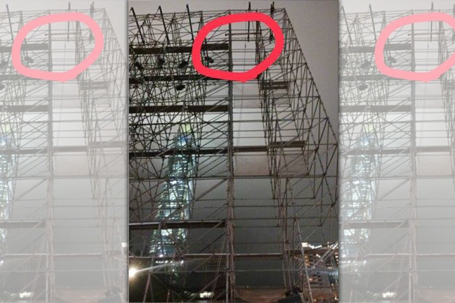 台北市跨年舞台搭設工作發生墜落重大意外事故，造成一名原住民工人當場失去呼吸心跳。（台北市勞檢處提供）