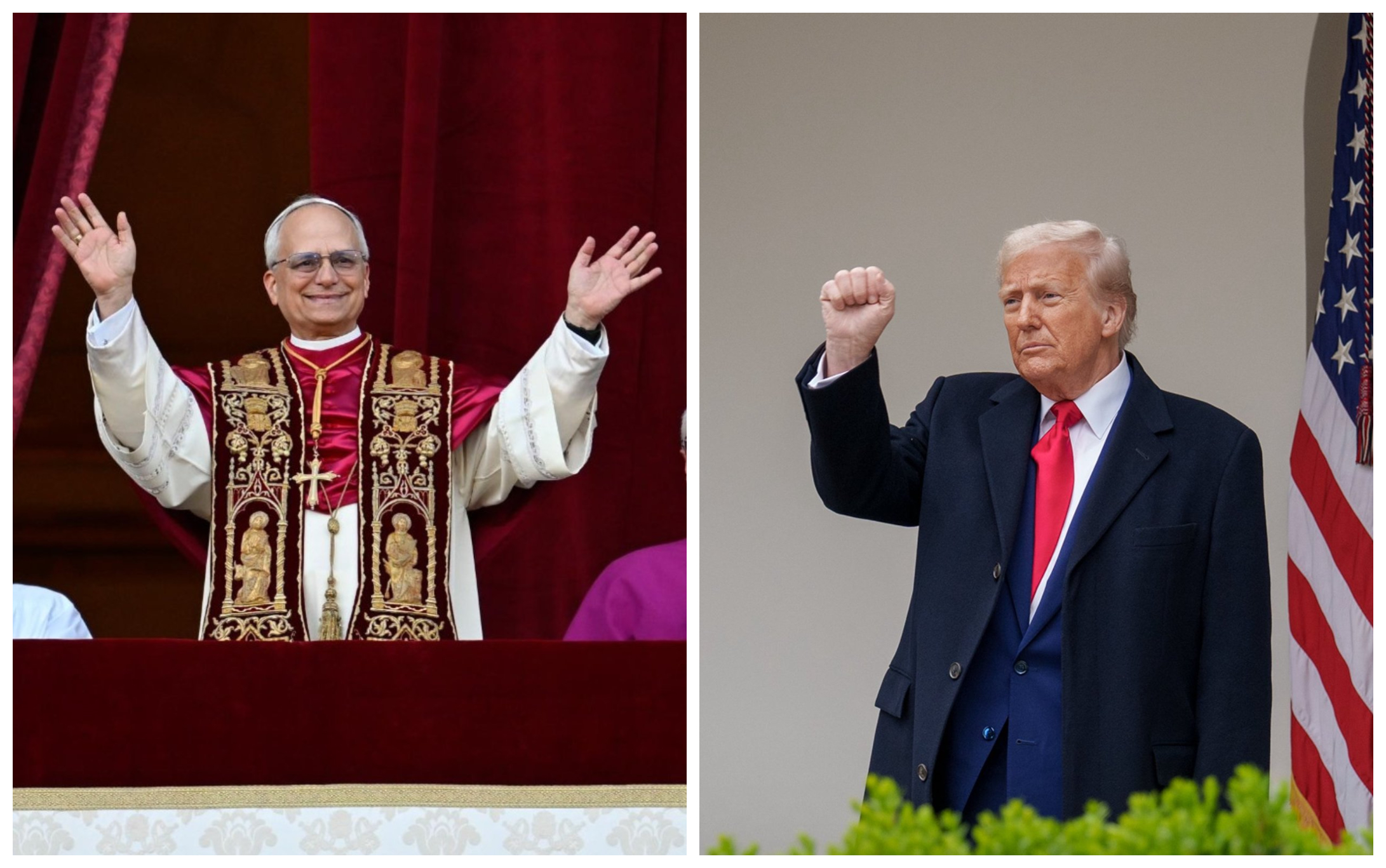 良十四世（左）是第一位來自美國的教宗，但他多次批評川普（右）的移民政策。（翻攝X@VaticanNews、X@WhiteHouse）