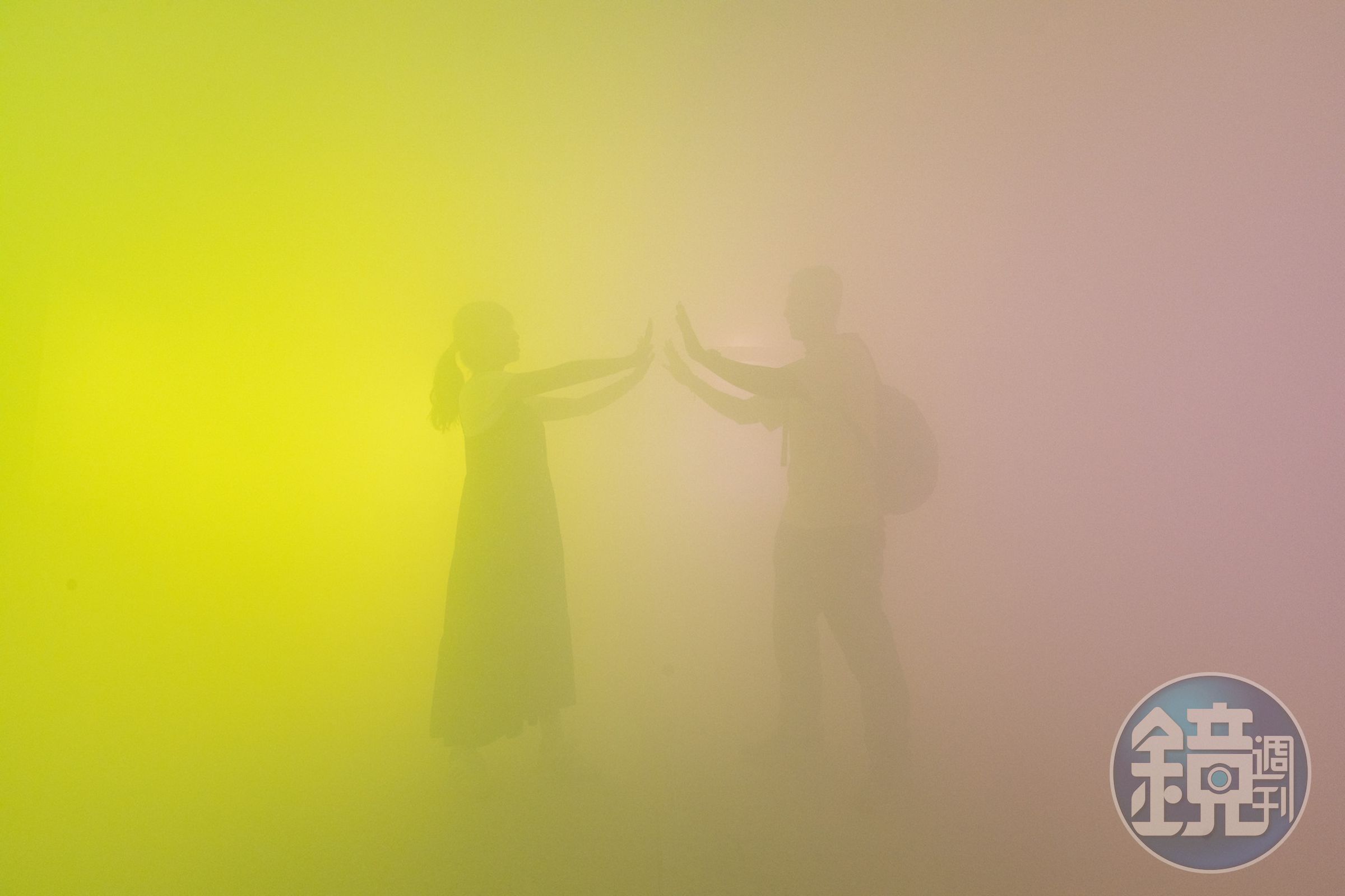 身在作品《綠、黃與粉紅Green, Yellow and Pink》裡給人夢境般的感受。