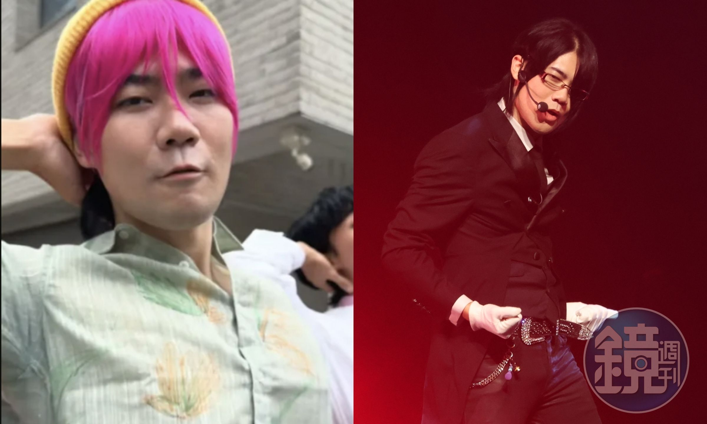 needmorecash靠〈晚安大小姐〉執事造型爆紅，勇於挑戰各種造型的他也曾扮成Saja Boys。（左網路圖片）