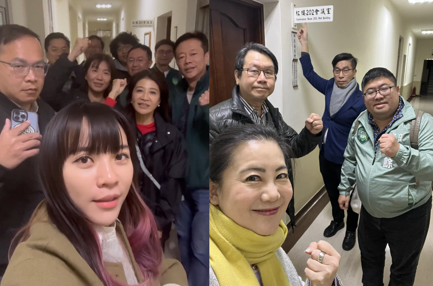 綠委在立院集結、防止藍營強推修法。（翻攝自臉書）
