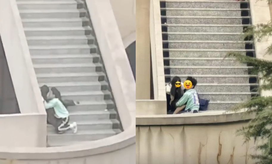 蘭州交通大學驚爆一對情侶在校內活春宮，過程被人偷拍上傳網路，引發熱議。（翻攝微博）