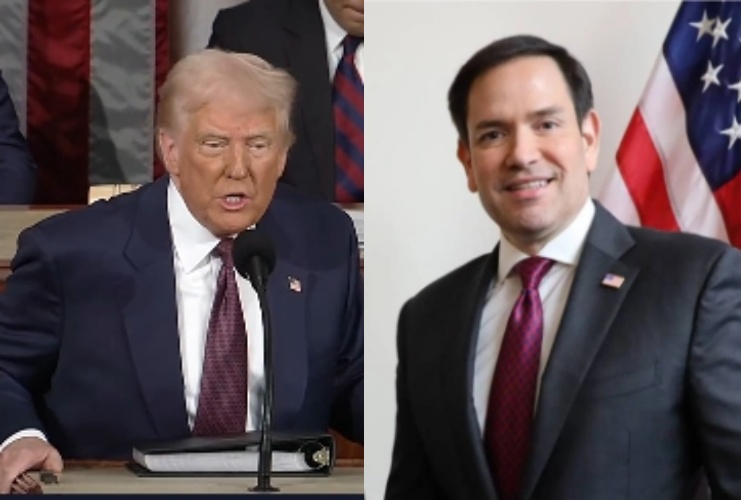 盧比歐（右）的外交決策遭川普（左）排除，且川普重用特使，盧比歐彷彿「局外人」。（翻攝自X @Donald J. Trump /  facebook ＠Senator Marco Rubio）