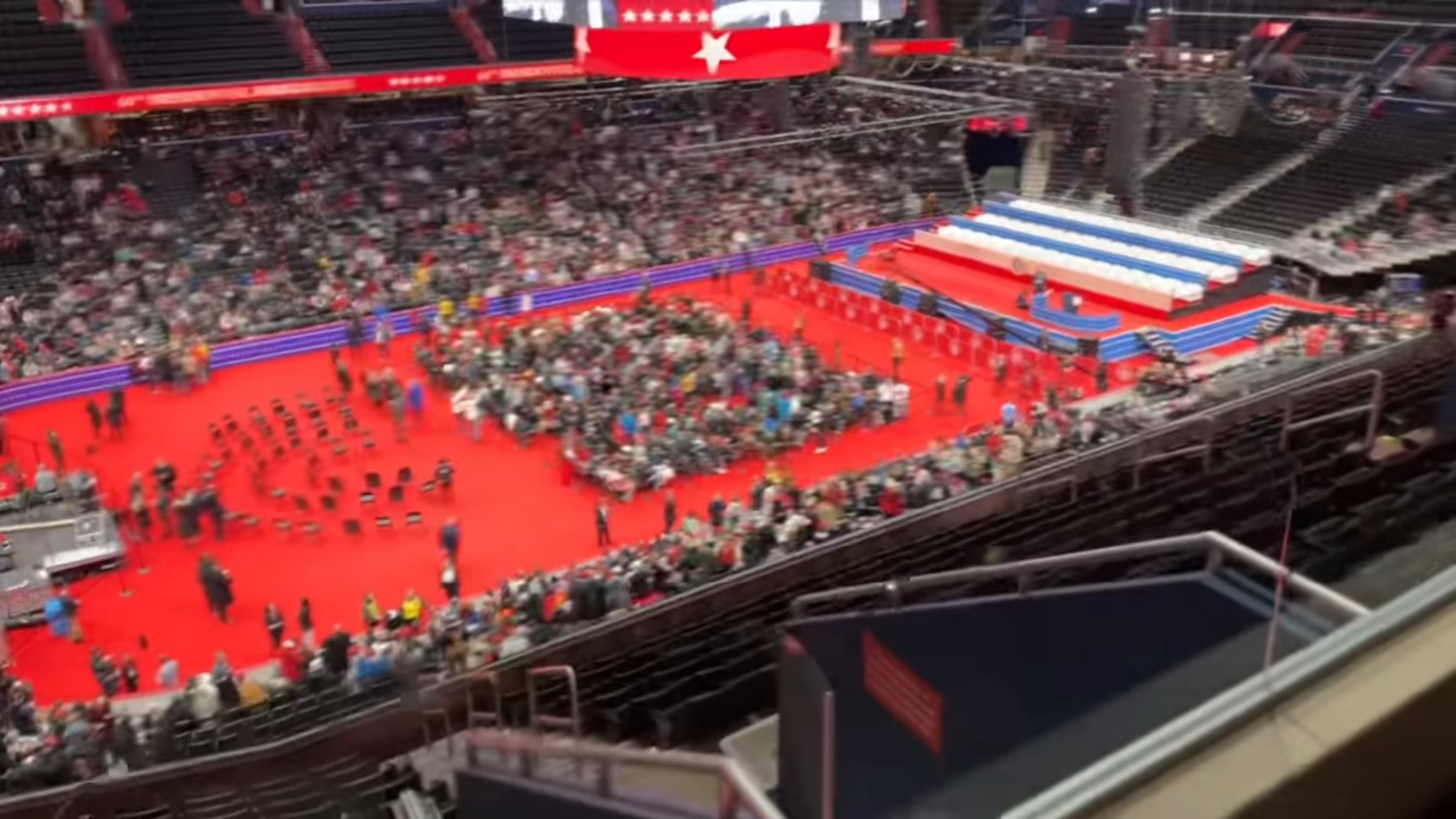 川普就職典禮現場，台灣代表團包廂視野曝光。（翻攝王定宇臉書）