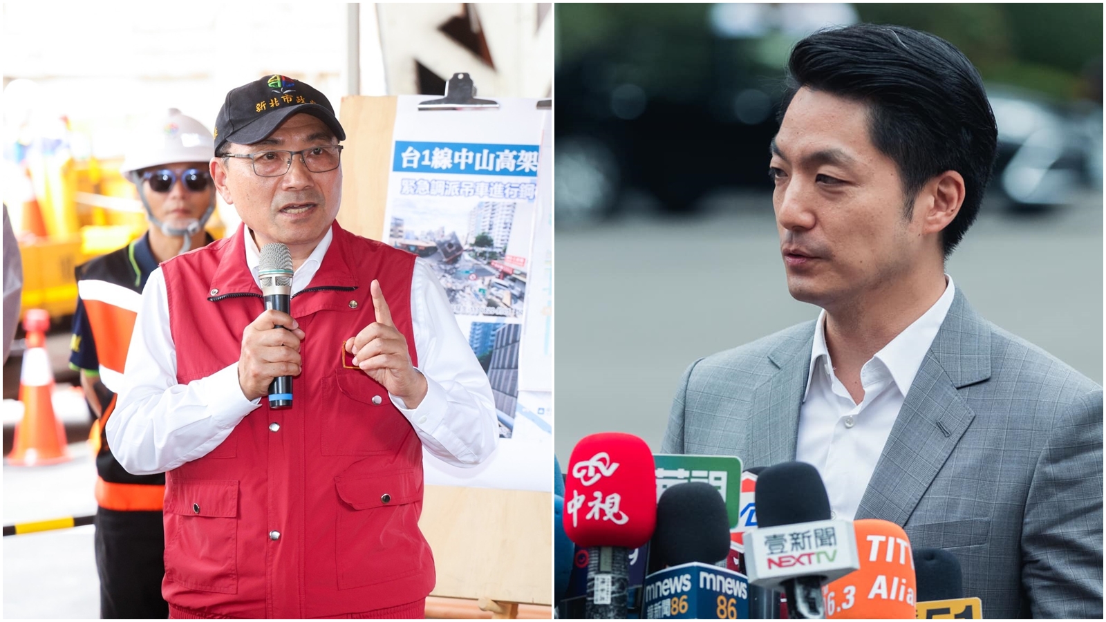 針對柯文哲住處被檢調搜索，侯友宜、蔣萬安今日受訪做出回應。（翻攝自臉書＠侯友宜、蔣萬安）