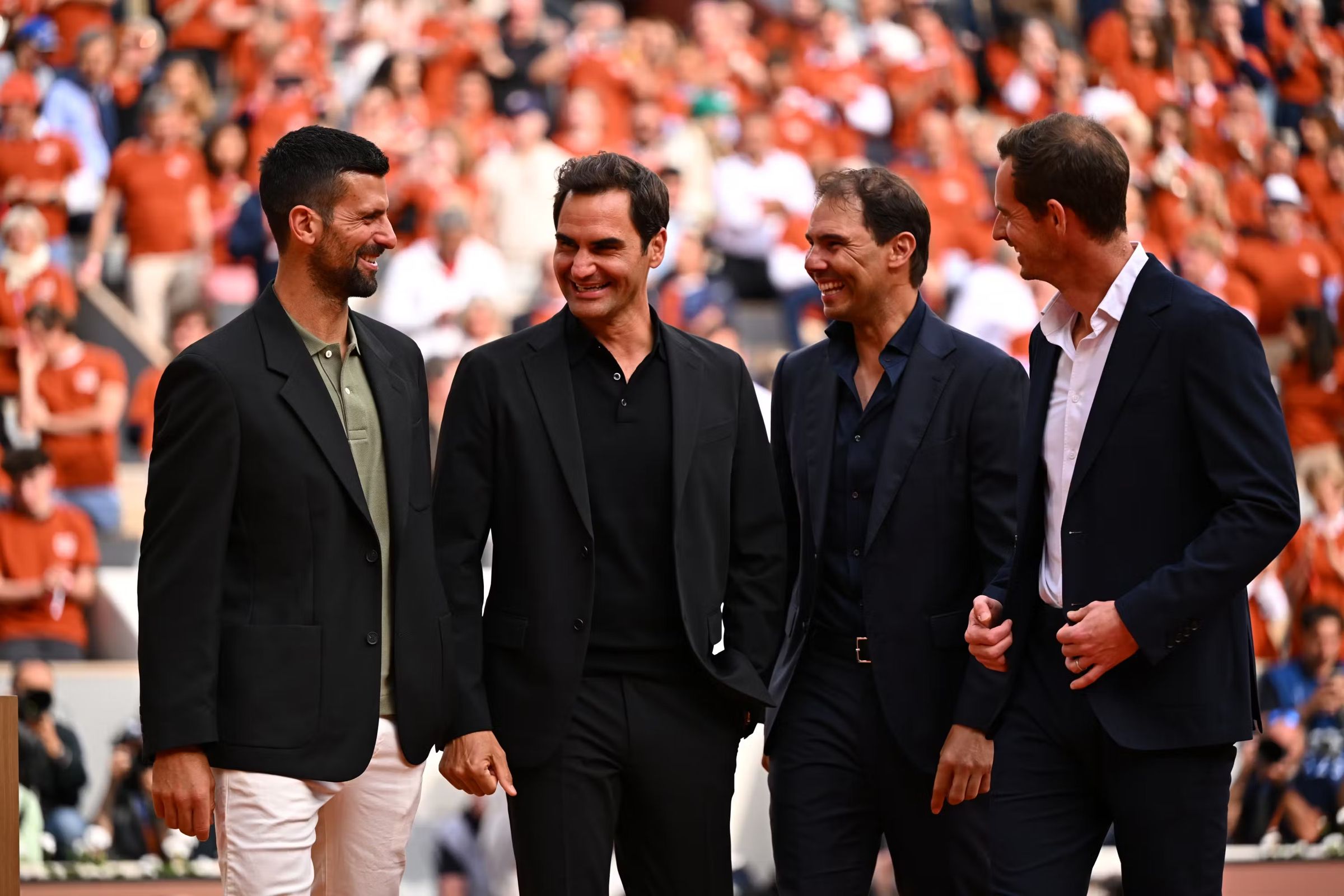 網壇BIG4聚首,勾起球迷滿滿回憶。(翻攝X@rolandgarros)