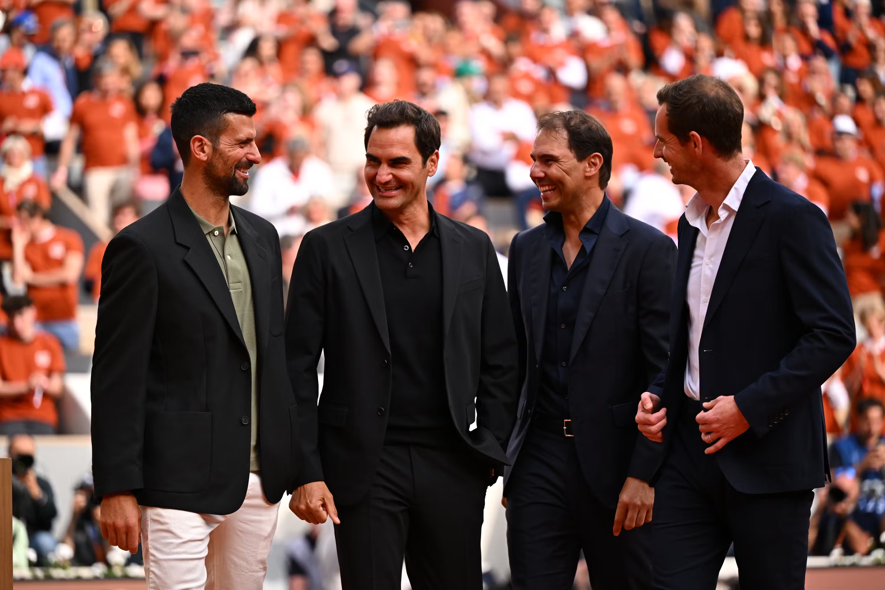 網壇BIG4聚首，勾起球迷滿滿回憶。（翻攝X@rolandgarros）
