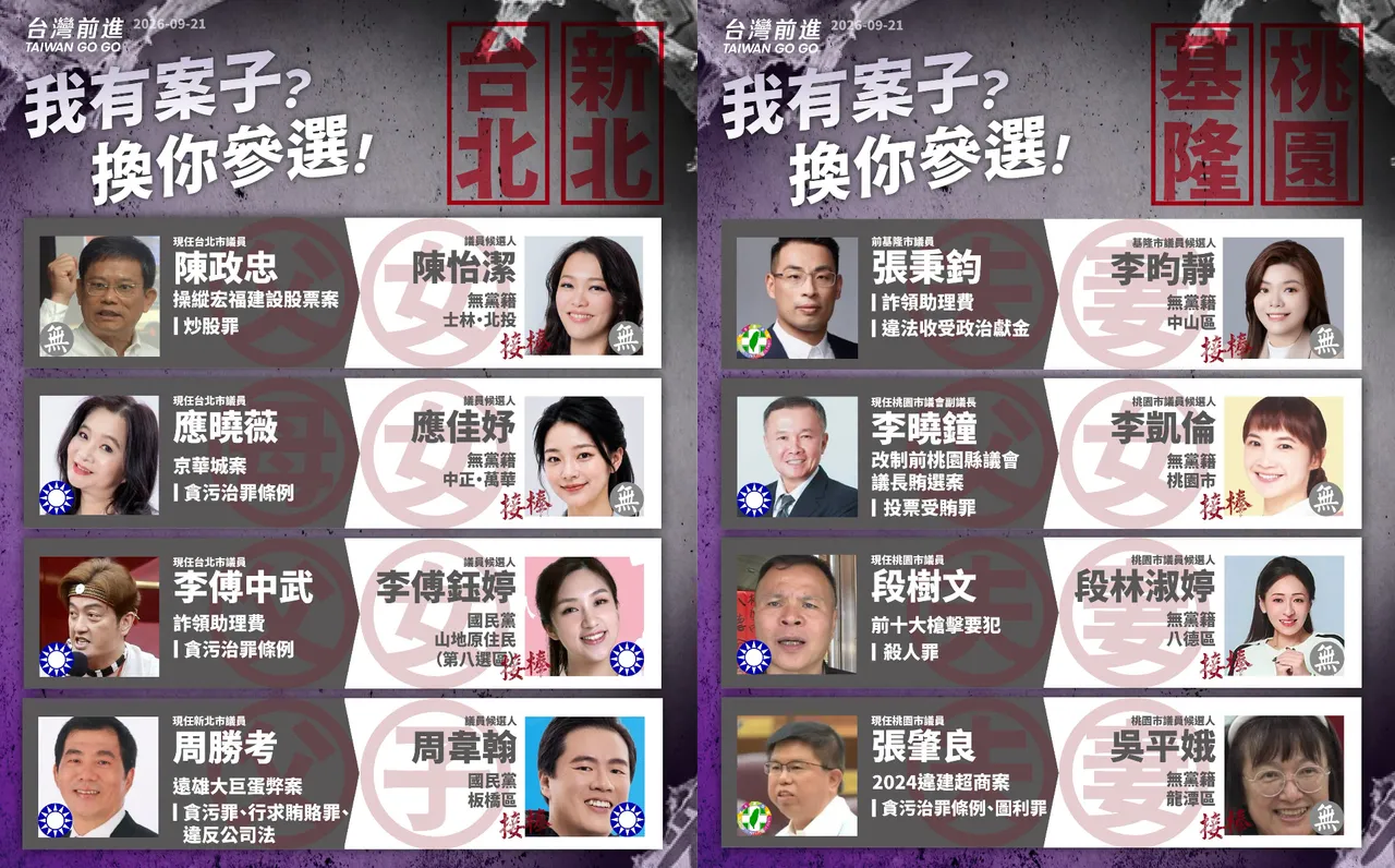 王婉諭近日公布最新「2026年家族刑案接棒圖鑑」。（翻攝自王婉諭臉書）