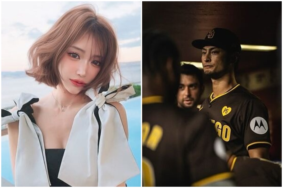 明日花綺羅過去情史被挖出，外型亮麗的她，竟曾甘願當球星達比修後宮。（翻攝自明日花綺羅、達比修IG）