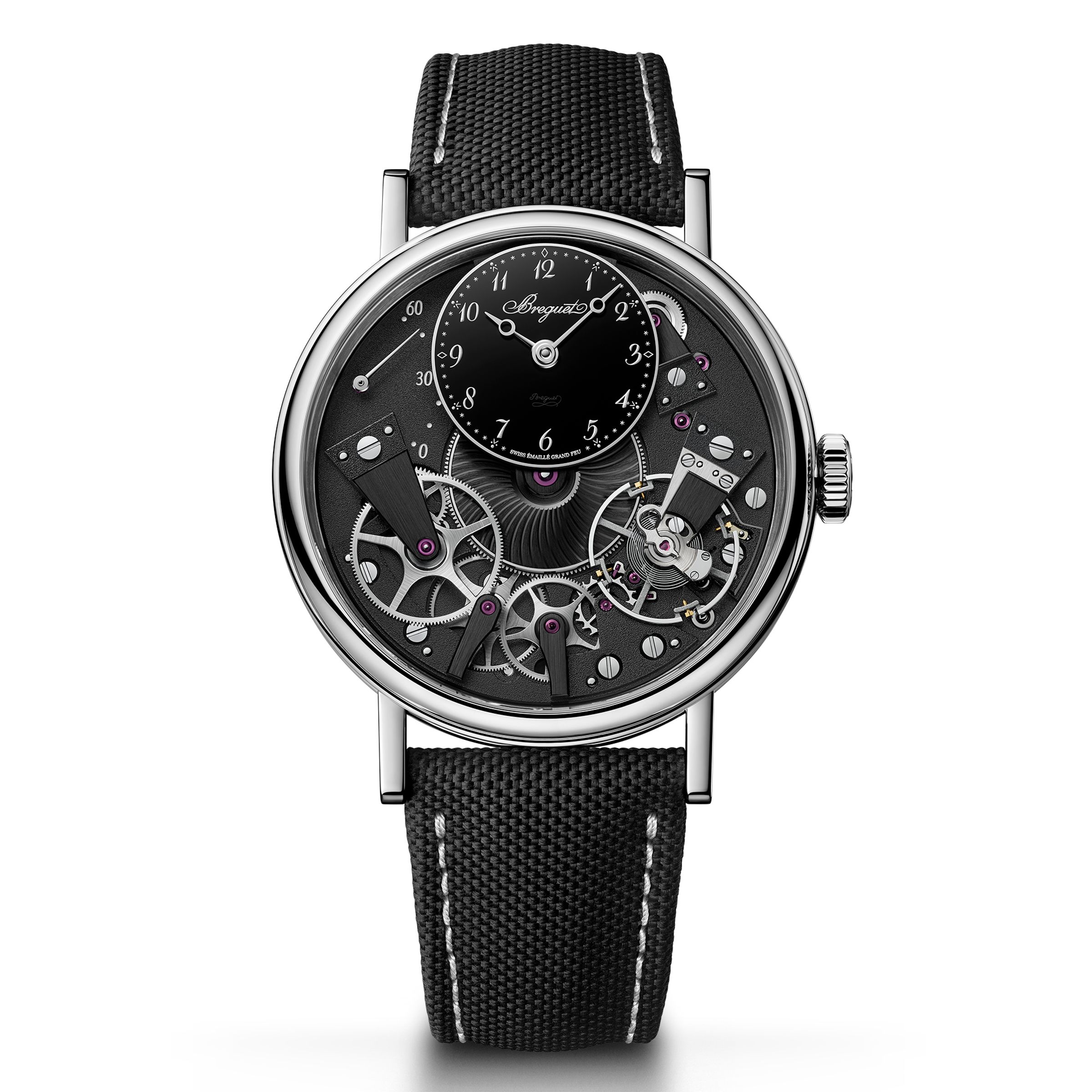 Tradition Seconde Retrograde 7037，鉑金錶殼搭配橡膠錶帶，定價NT$1,734,000。