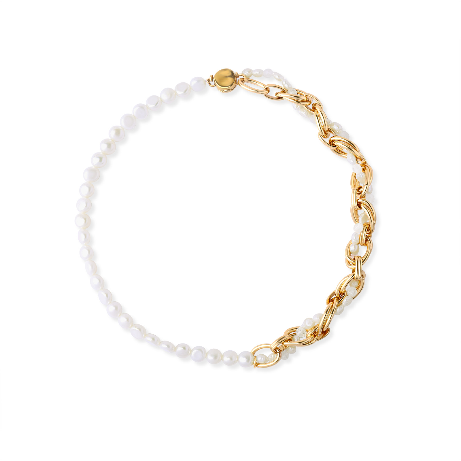「金黃色的」 珍珠月光石磁吸手鍊。NT$4,980（OLIVIA YAO JEWELLERY提供）
