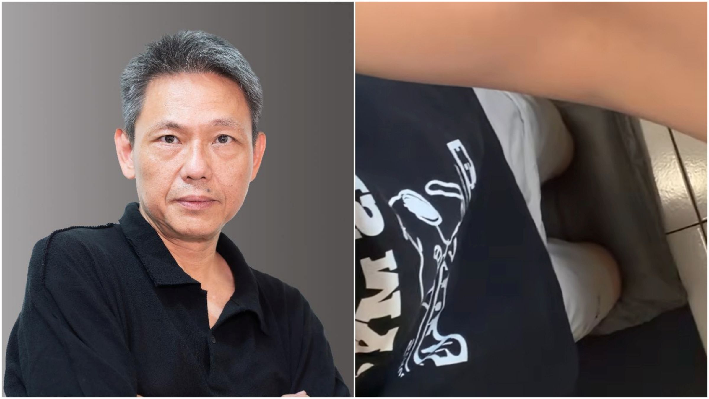 沈伯洋參選台北市長，謝寒冰兌現承諾「下跪直播」。（翻攝謝寒冰YT）