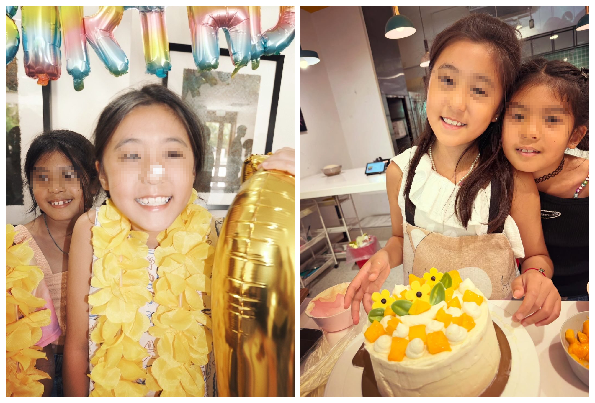 咘咘過10歲生日,妹妹波妞在旁邊一起慶祝。(翻攝賈靜雯IG)