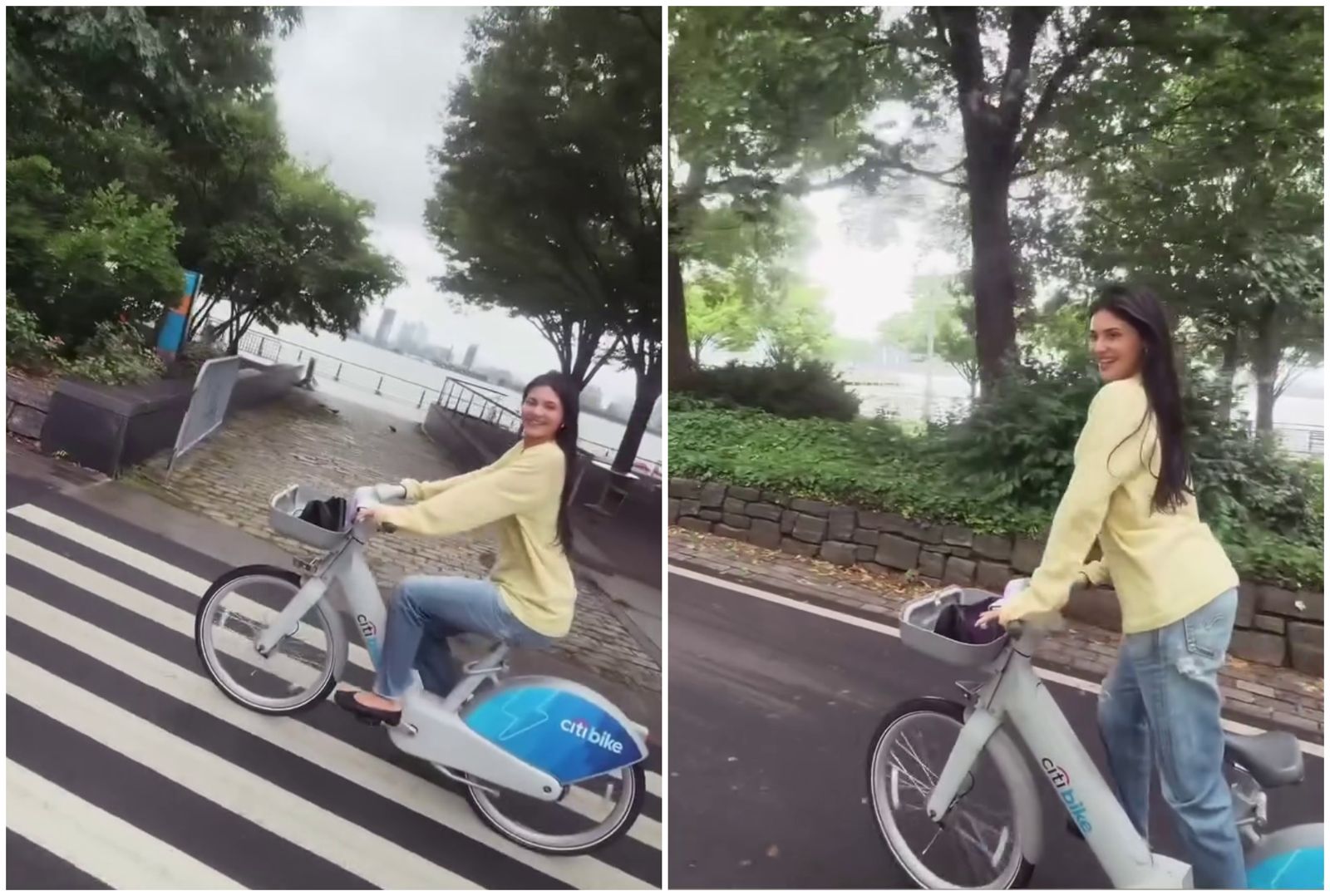 凱莉珍娜分享自己騎Citi Bike漫遊紐約街頭的畫面。（翻攝kyliejenner IG）