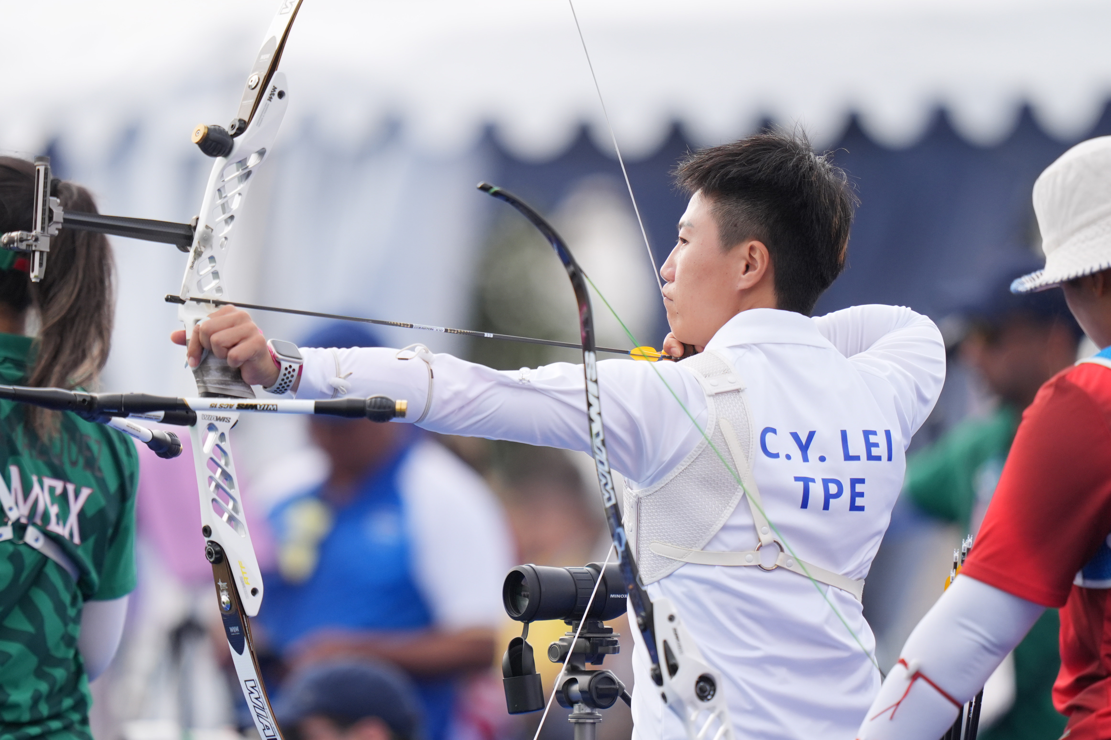 雷千瑩（圖）搭檔戴宇軒今（2日）進行混雙16強賽事。（中華奧會提供） 