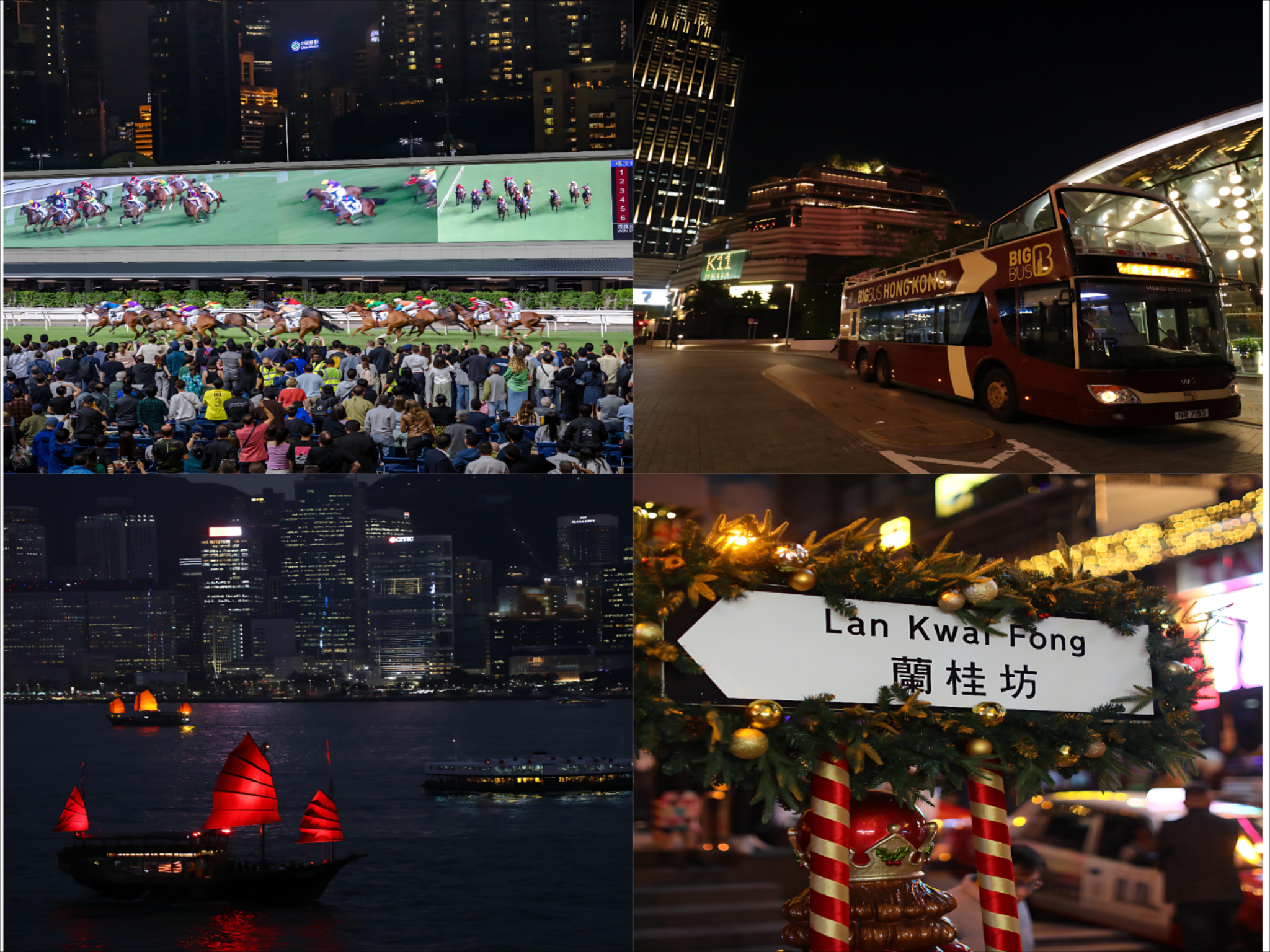 現在流行下班後直飛香港度假，當地夜生活超豐富，夜遊九龍、維港帆船、賽馬狂歡、蘭桂坊微醺，四種夜遊提案，讓旅人一落地就玩到嗨。