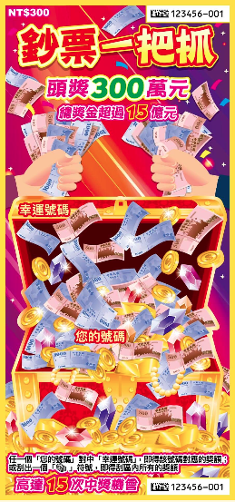 鈔票一把抓刮刮樂。（翻攝自台彩官網）