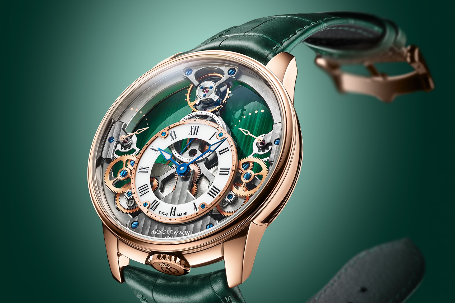 新錶2025/時間金字塔的綠色秘境!Arnold & Son Time Pyramid 42.5 Malachite