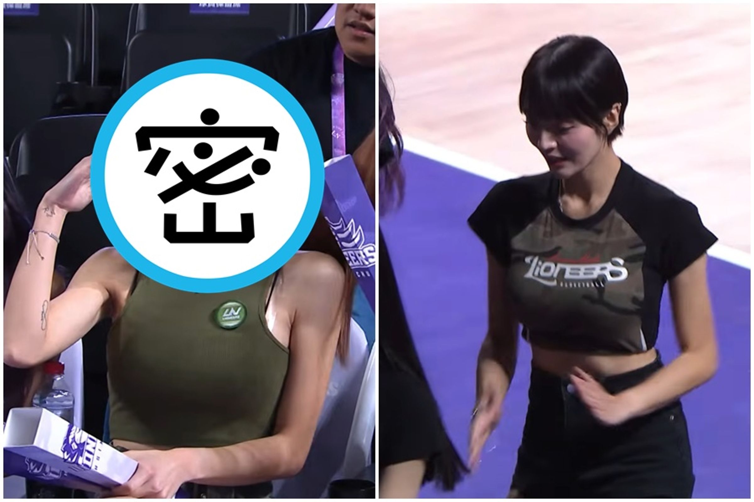 慕獅女孩成員「口水」引起球迷討論。(翻攝自TPBL YT頻道)