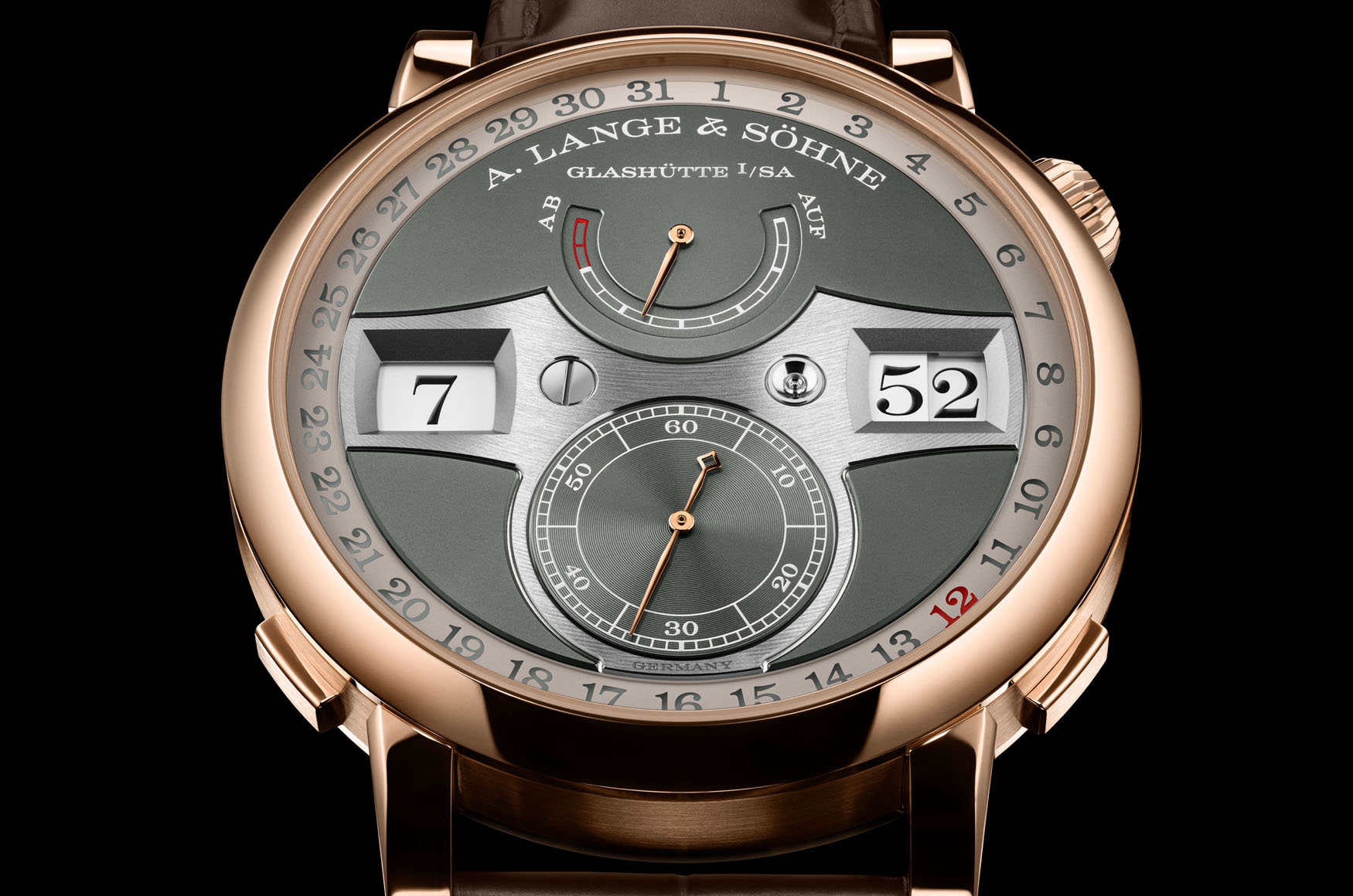 新錶2025/深夜快閃劇場!朗格 Zeitwerk Date 玫瑰金灰面腕錶