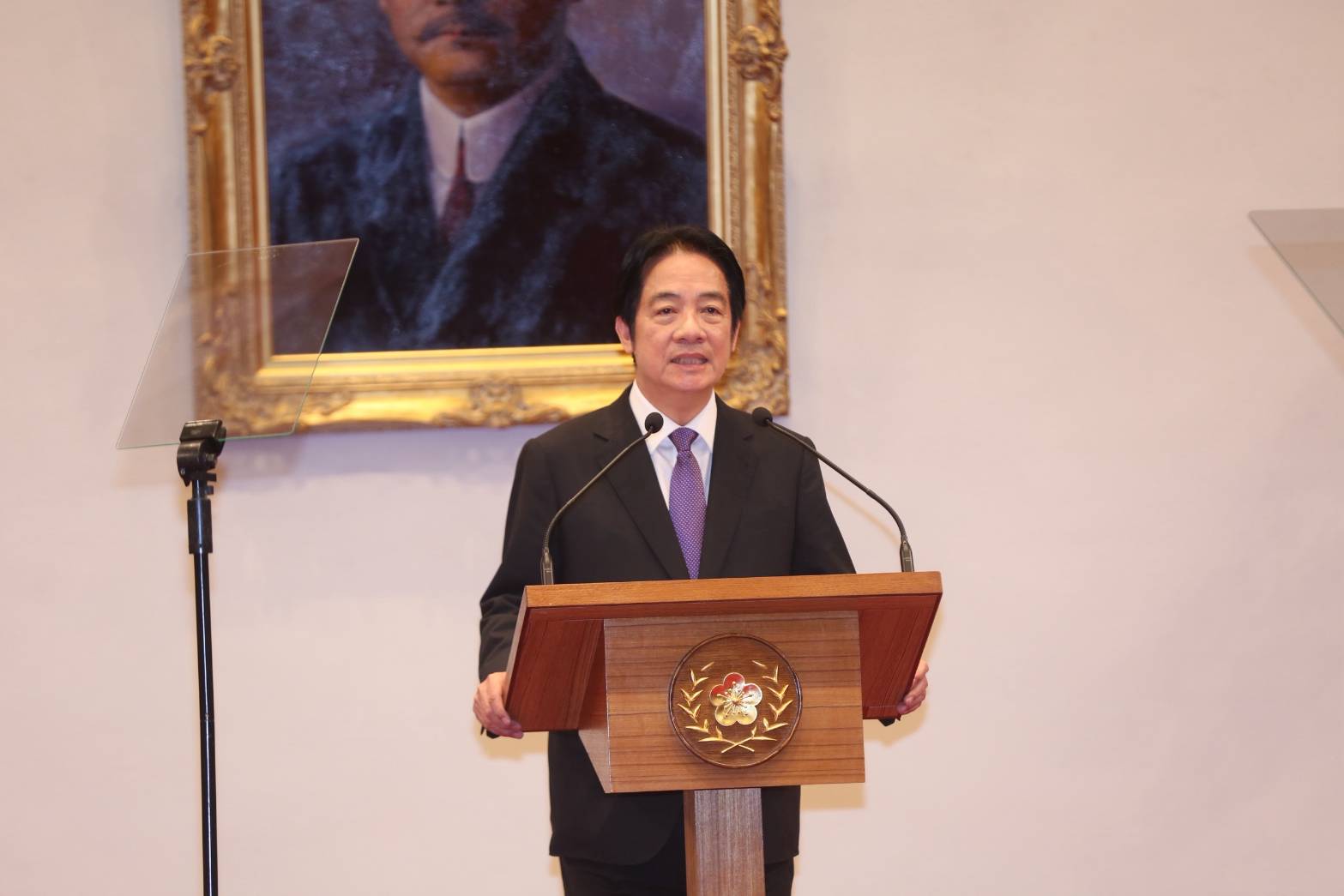 總統賴清德在開票完後針對投票結果發表公開談話。（鏡報董孟航）