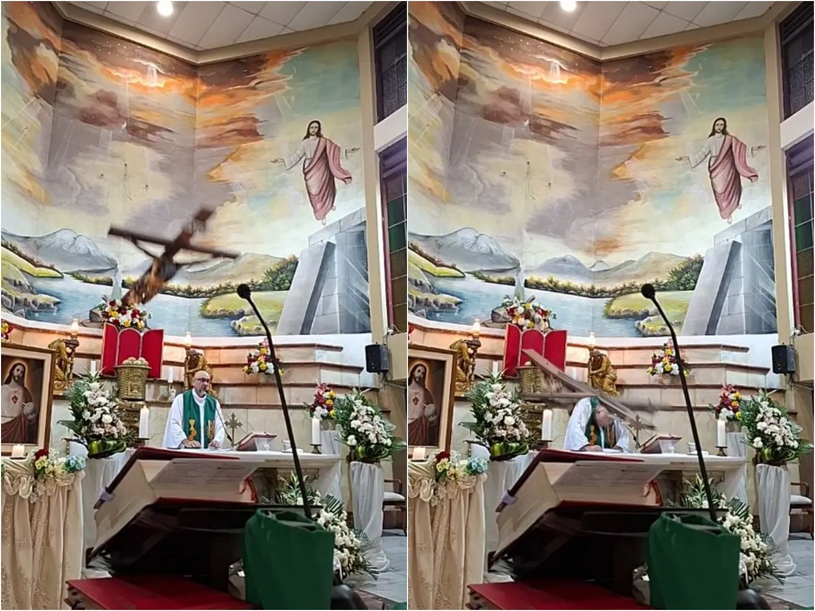 驚悚片／才提「人總有一天會死」神父主持彌撒出意外　十字架掉落砸頭慘死